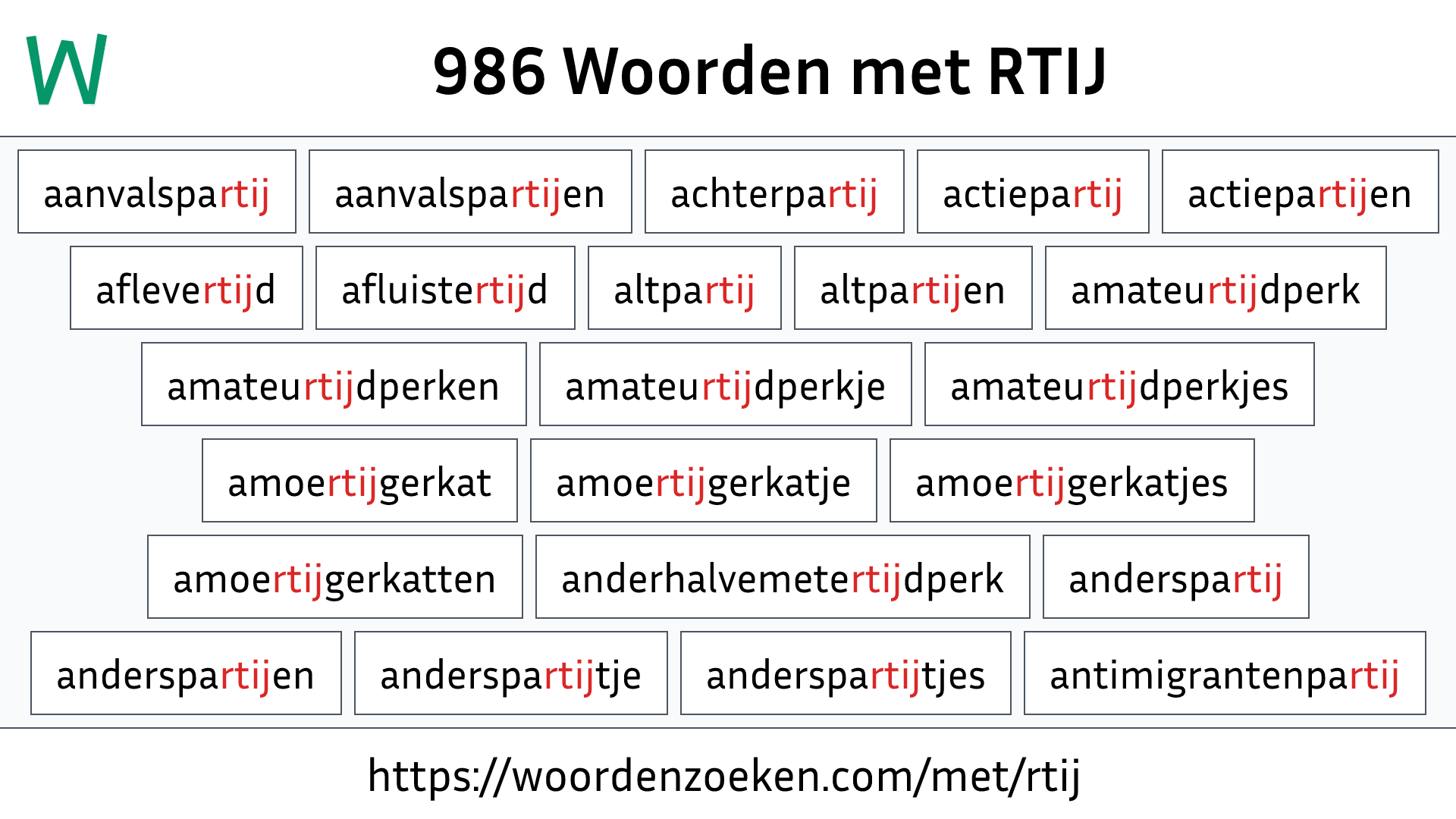 Woorden met RTIJ