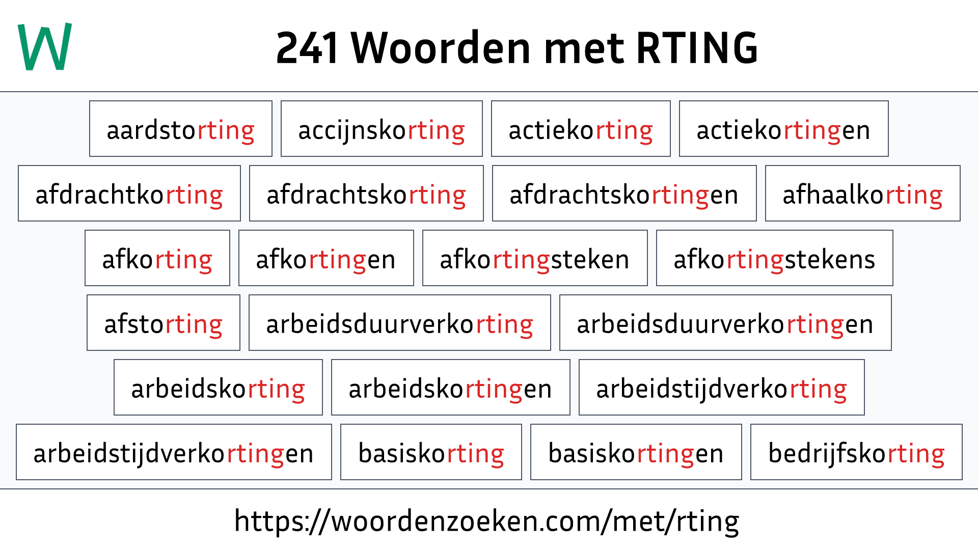 Woorden met RTING