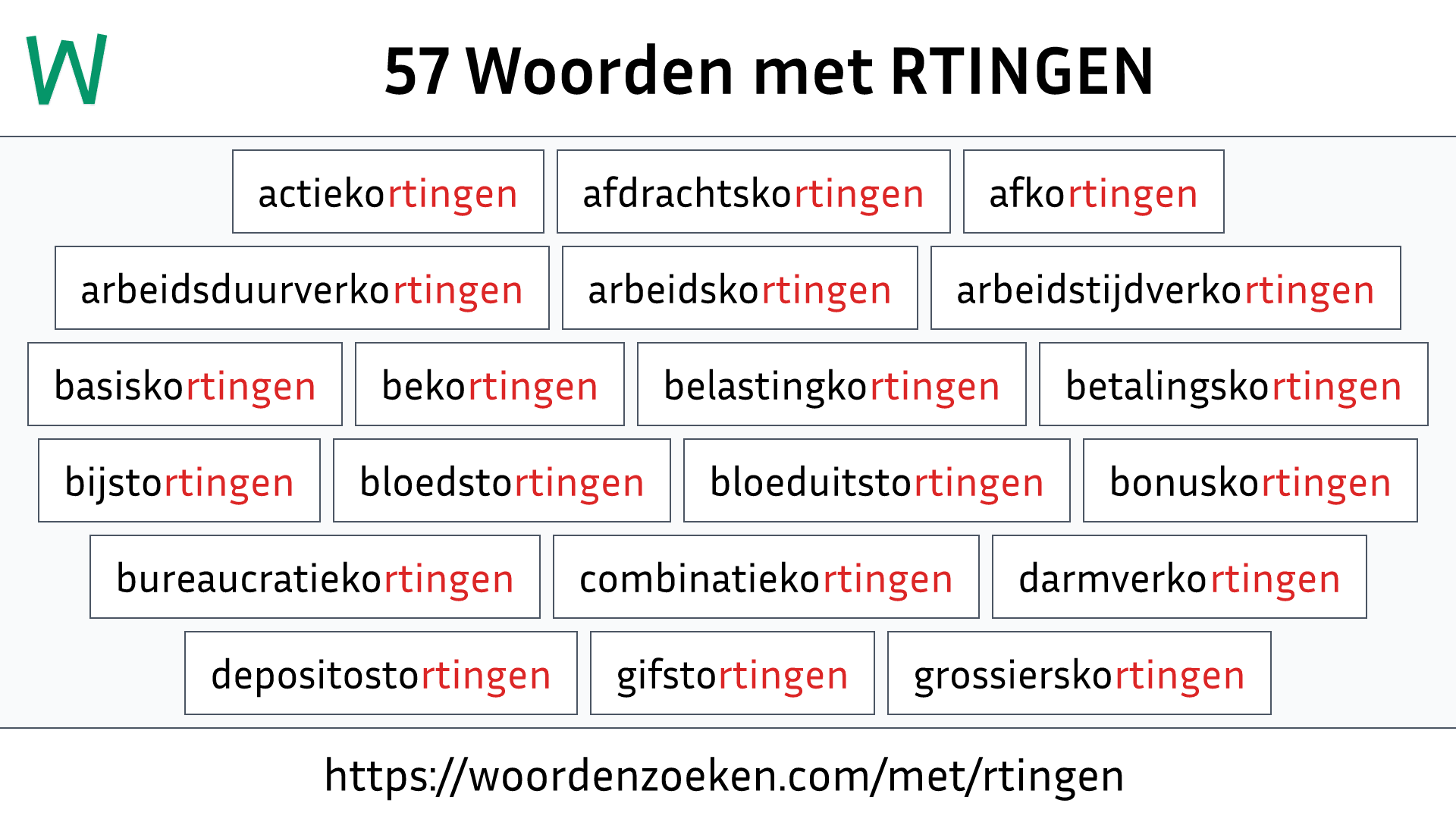 Woorden met RTINGEN