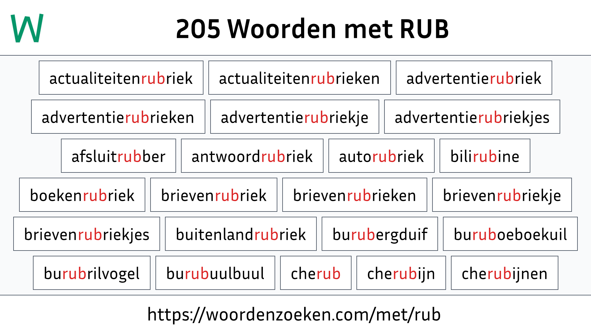 Woorden met RUB