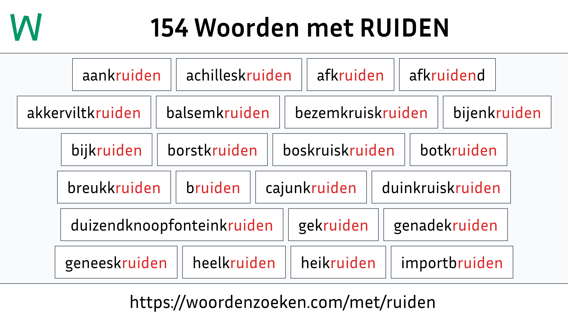 Woorden met RUIDEN