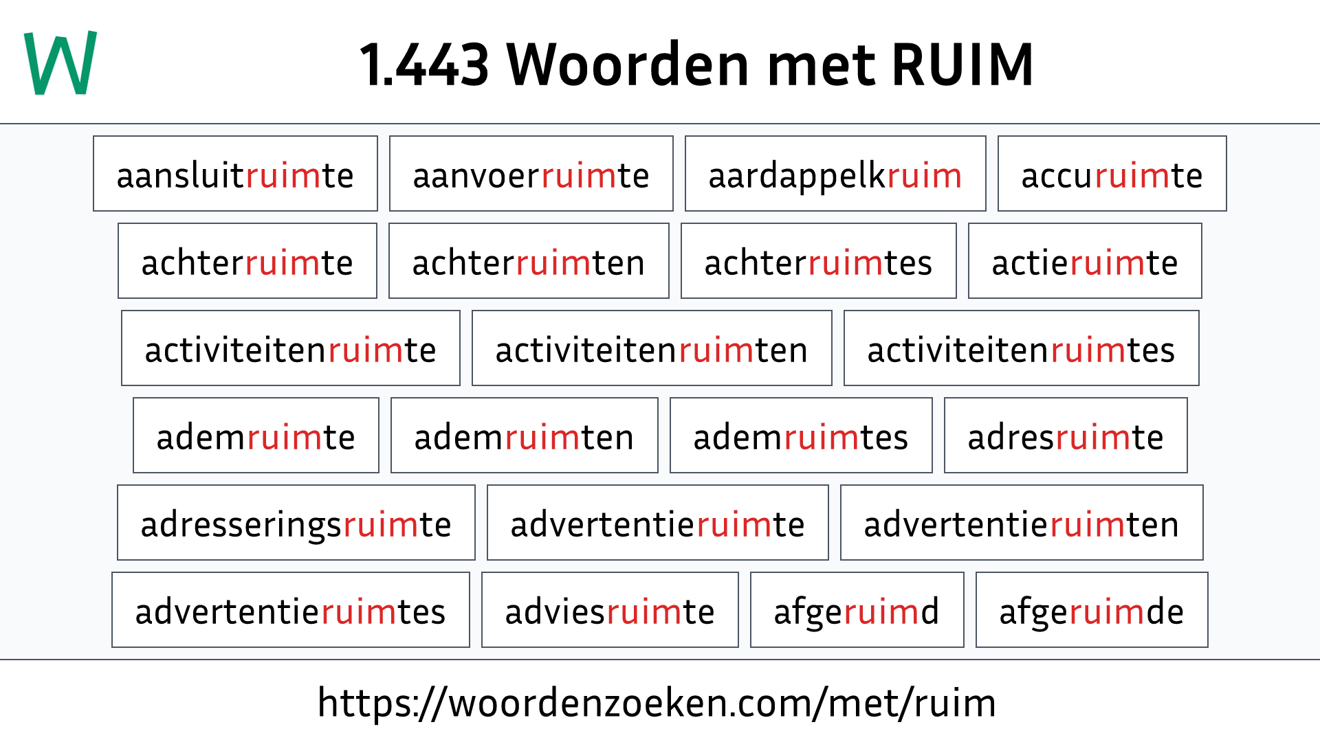 Woorden met RUIM