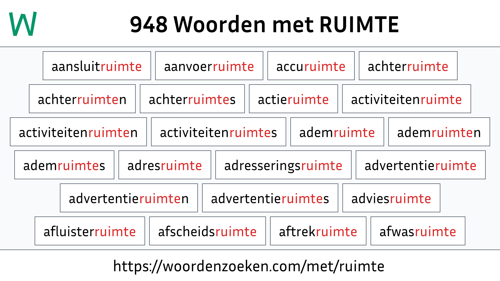 Woorden met RUIMTE