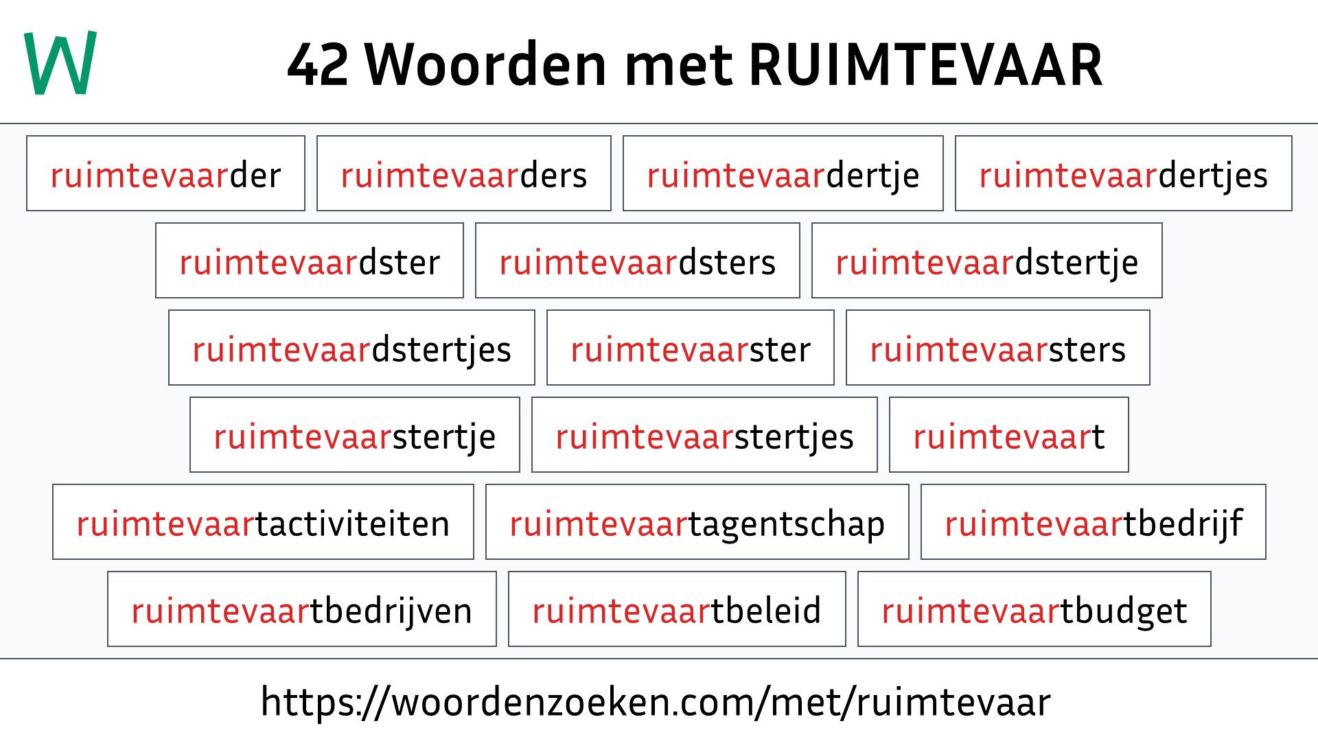 Woorden met RUIMTEVAAR