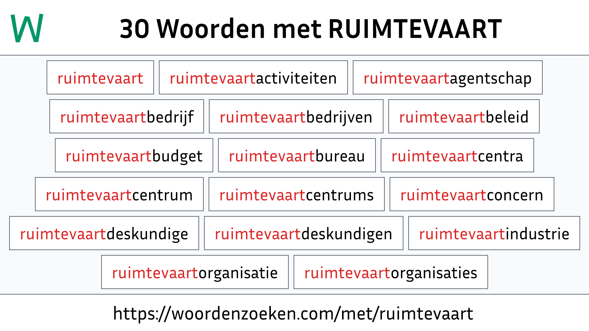 Woorden met RUIMTEVAART