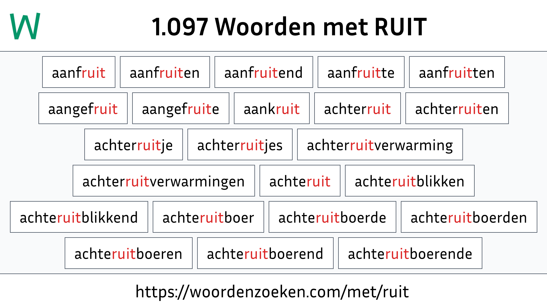 Woorden met RUIT