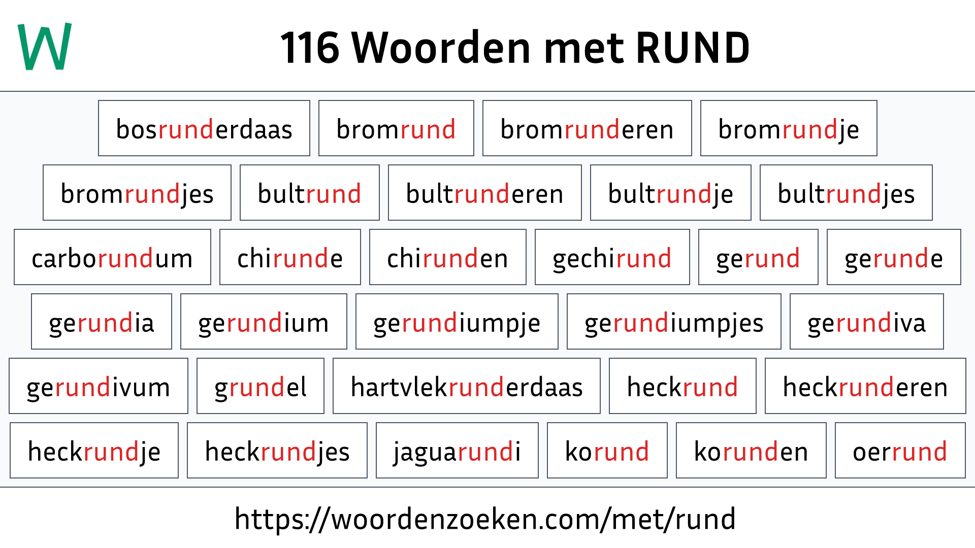 Woorden met RUND