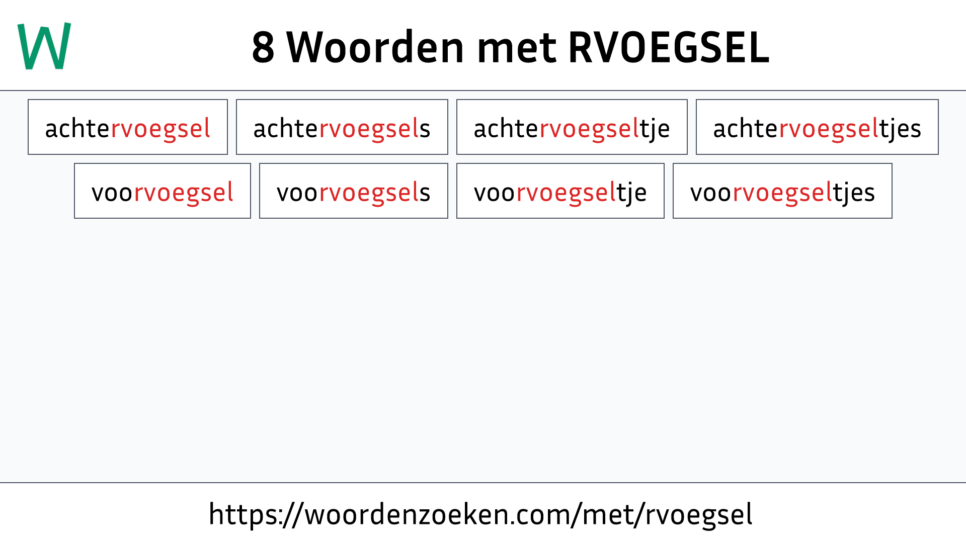 Woorden met RVOEGSEL