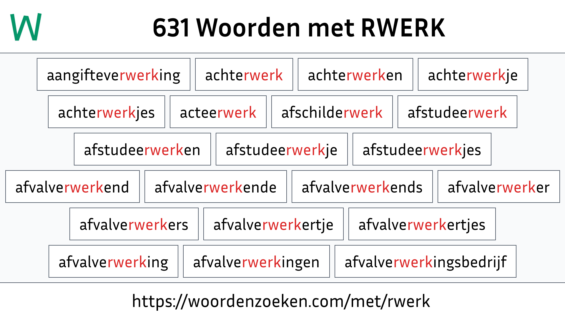 Woorden met RWERK