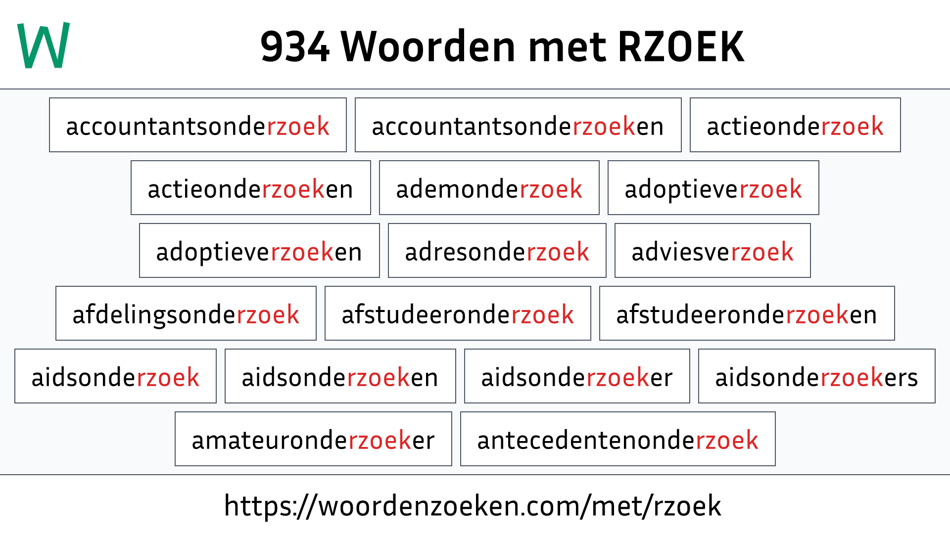 Woorden met RZOEK