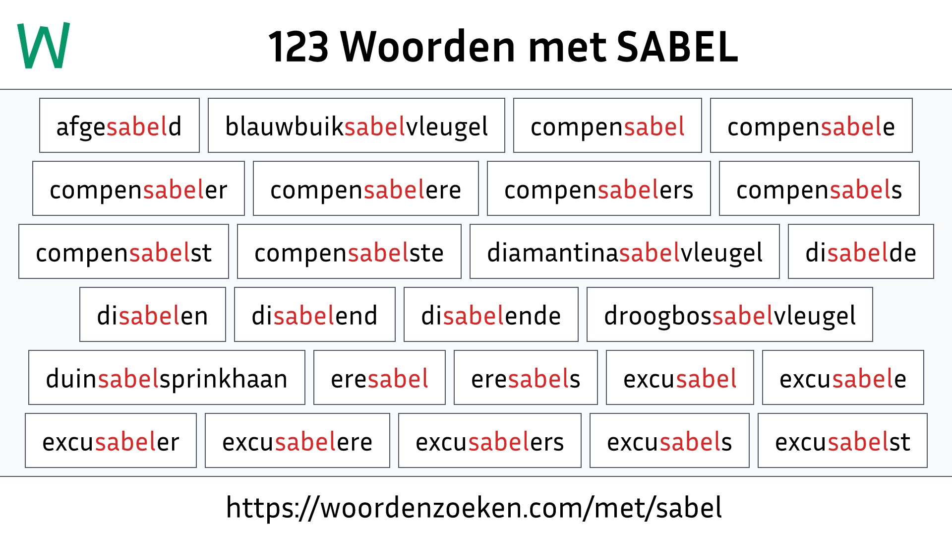 Woorden met SABEL