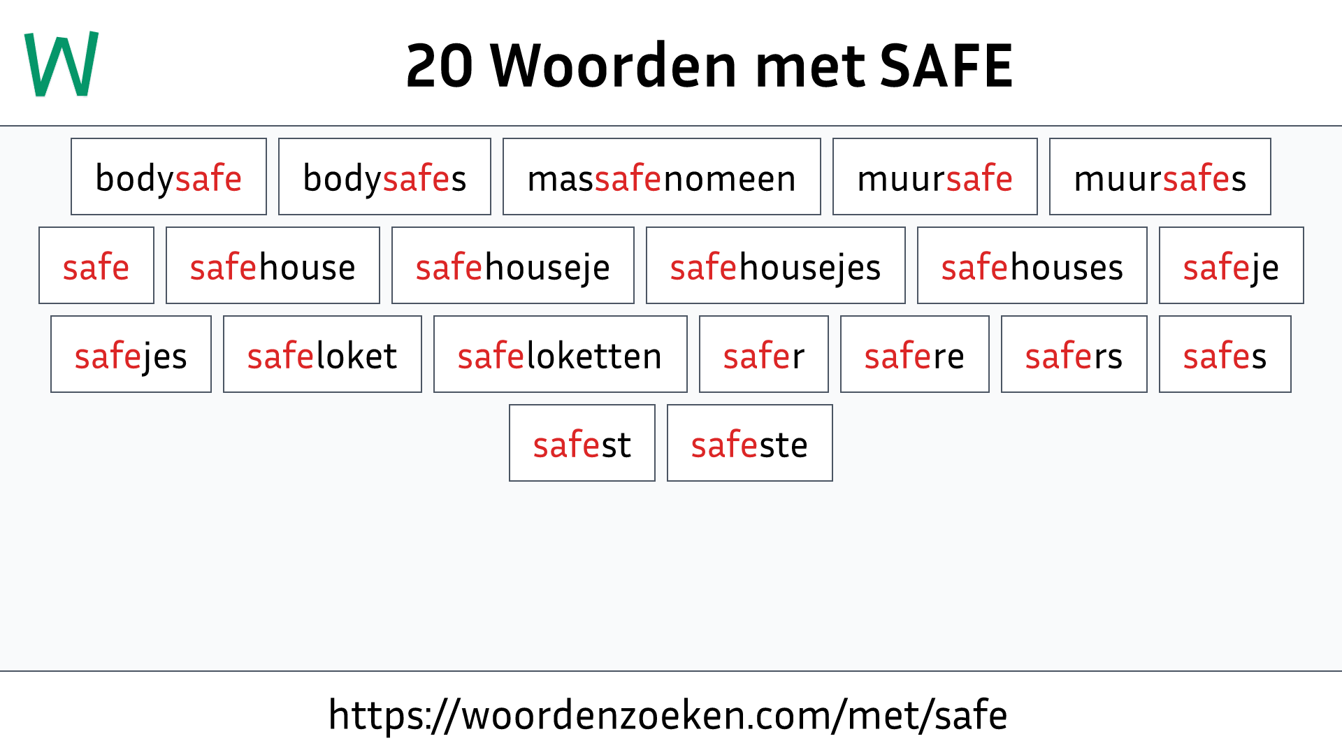 Woorden met SAFE