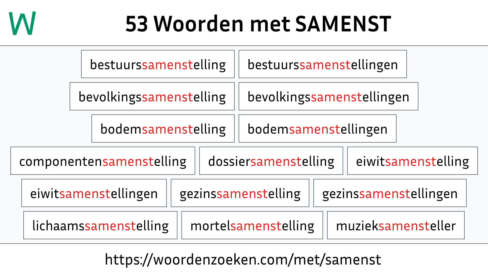 Woorden met SAMENST