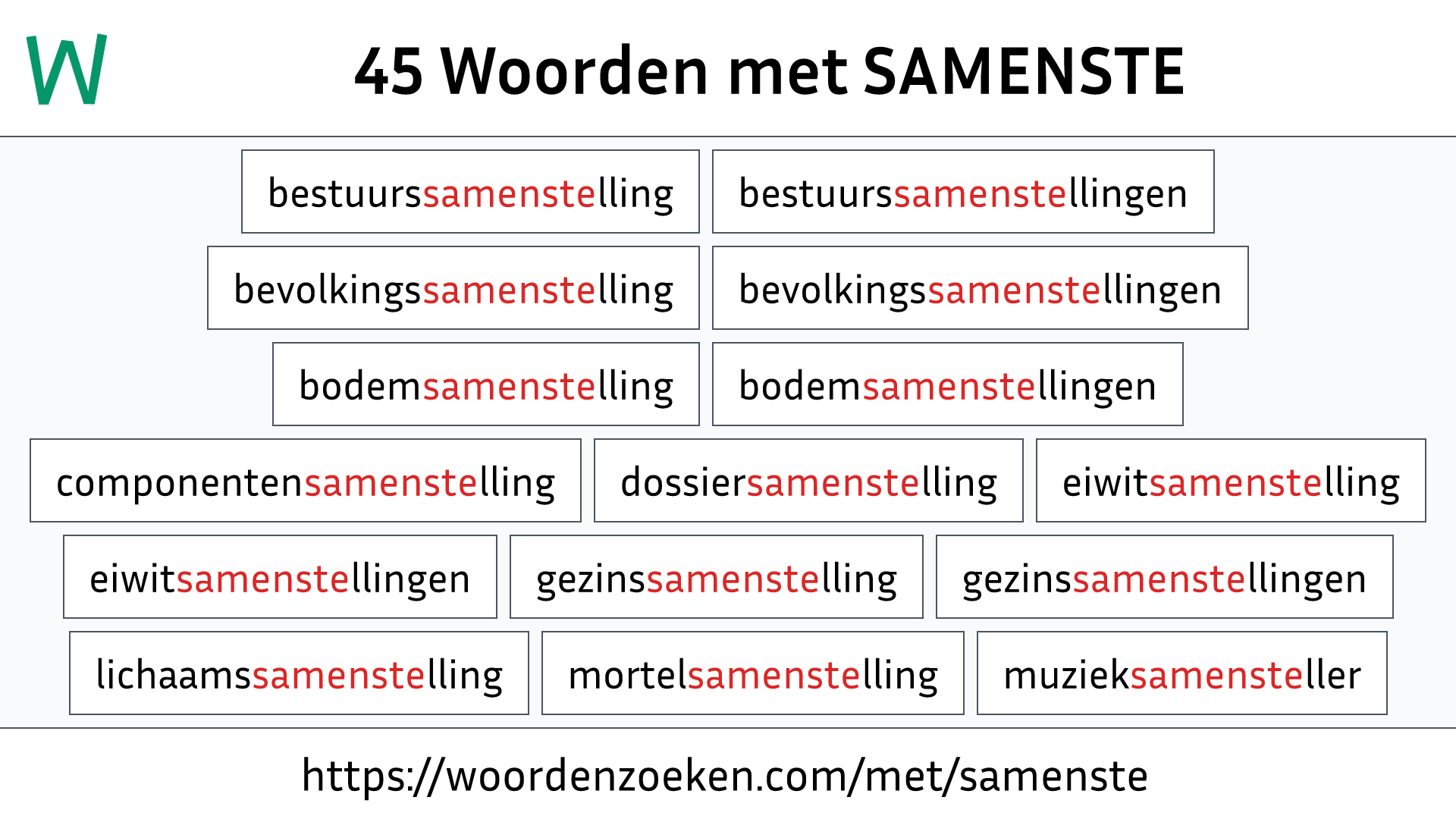 Woorden met SAMENSTE