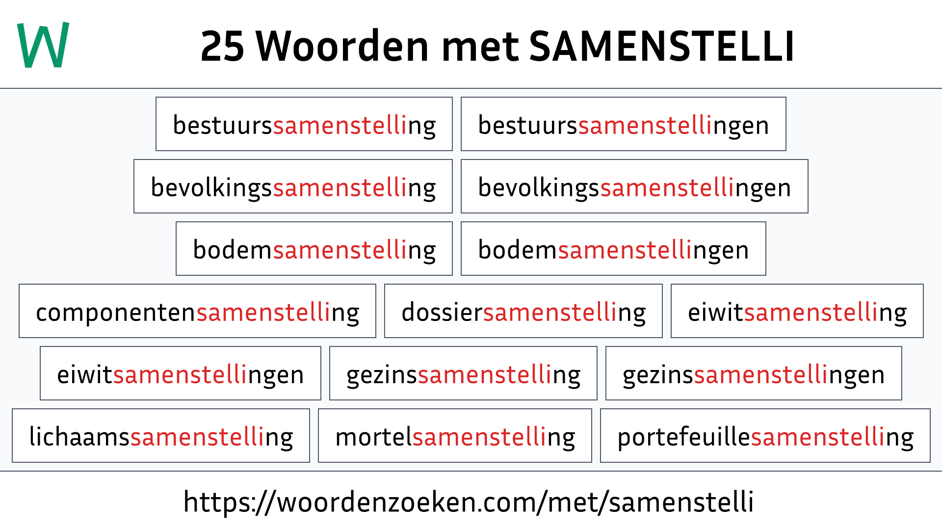 Woorden met SAMENSTELLI