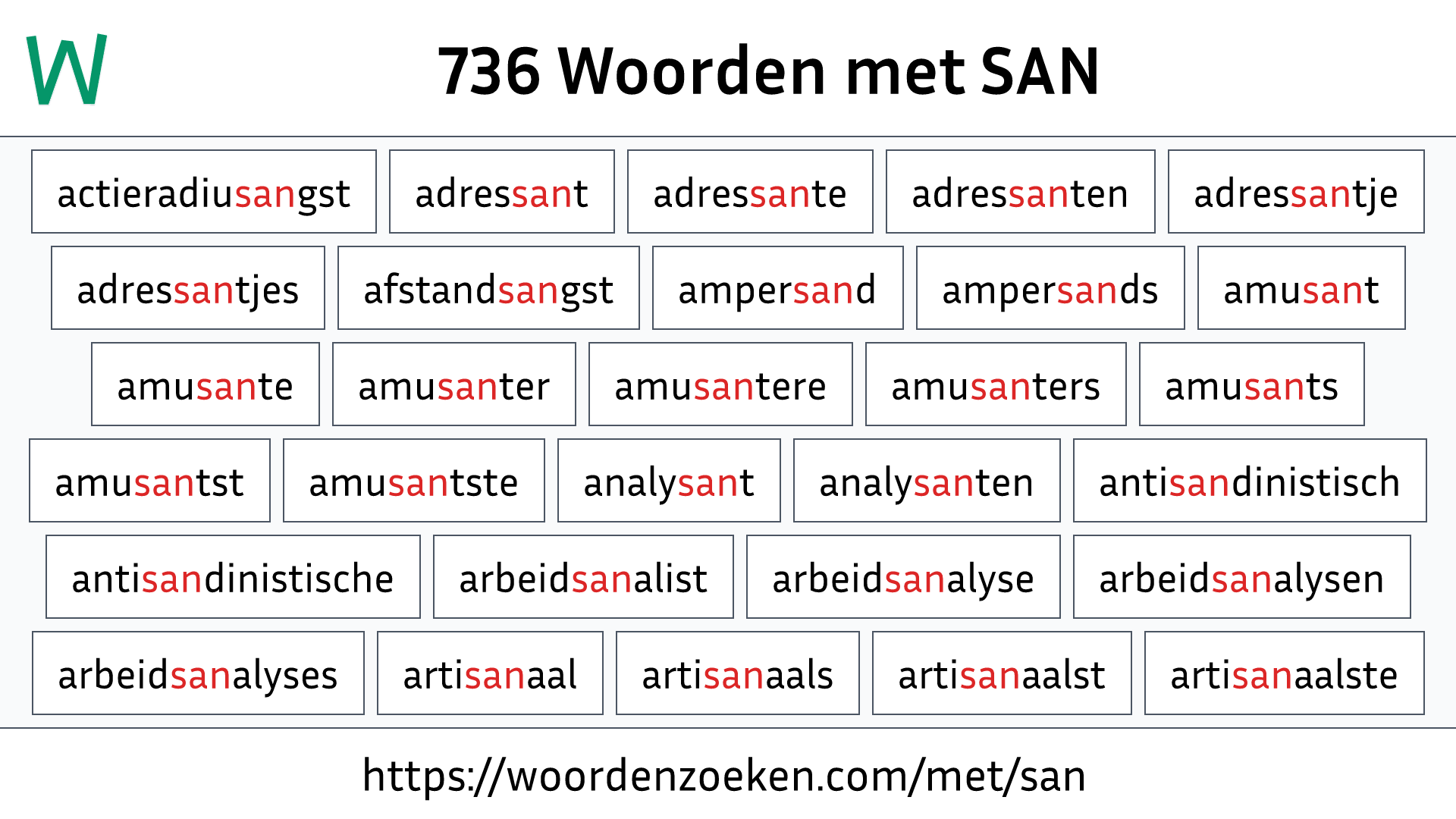 Woorden met SAN