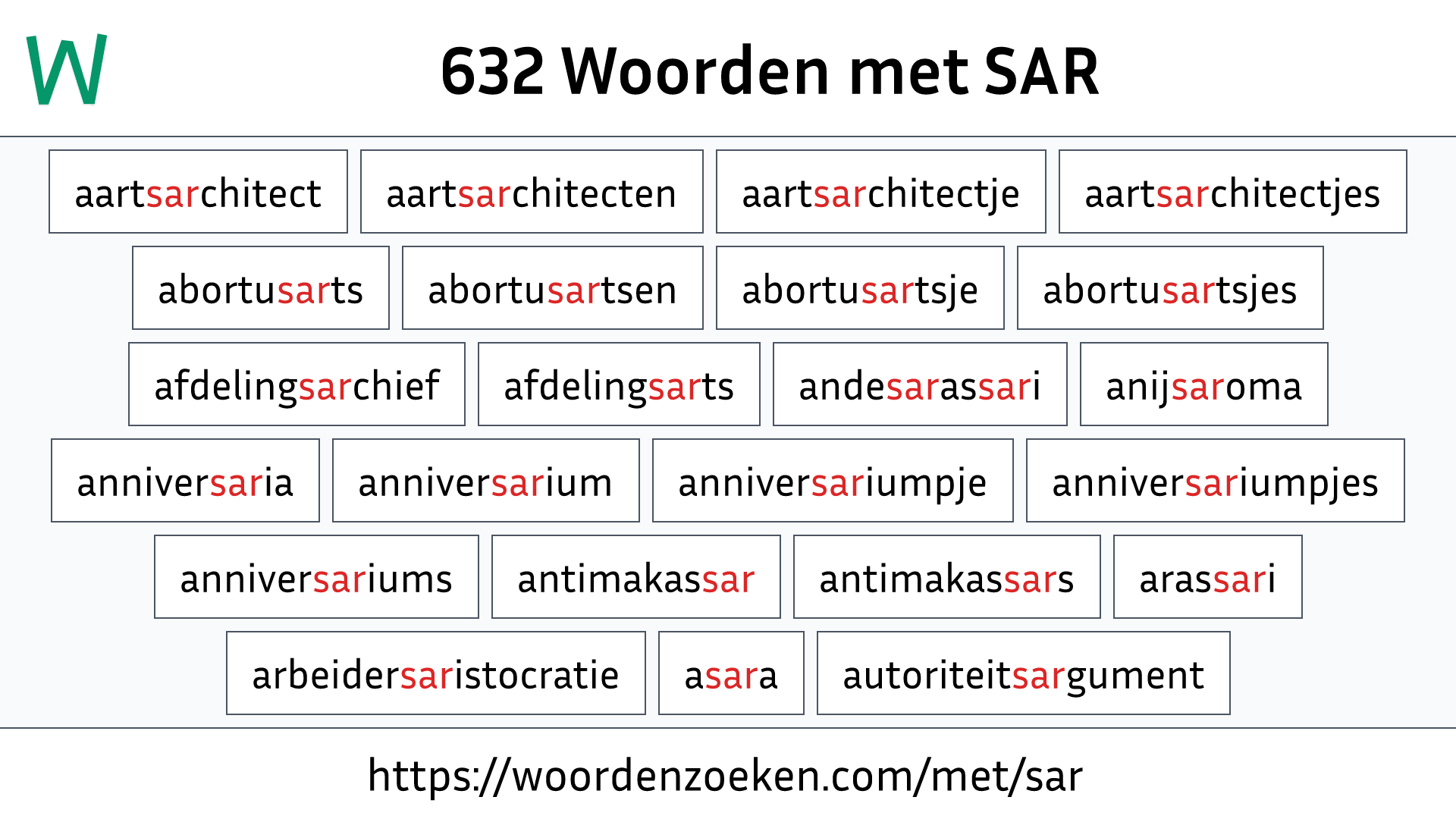 Woorden met SAR