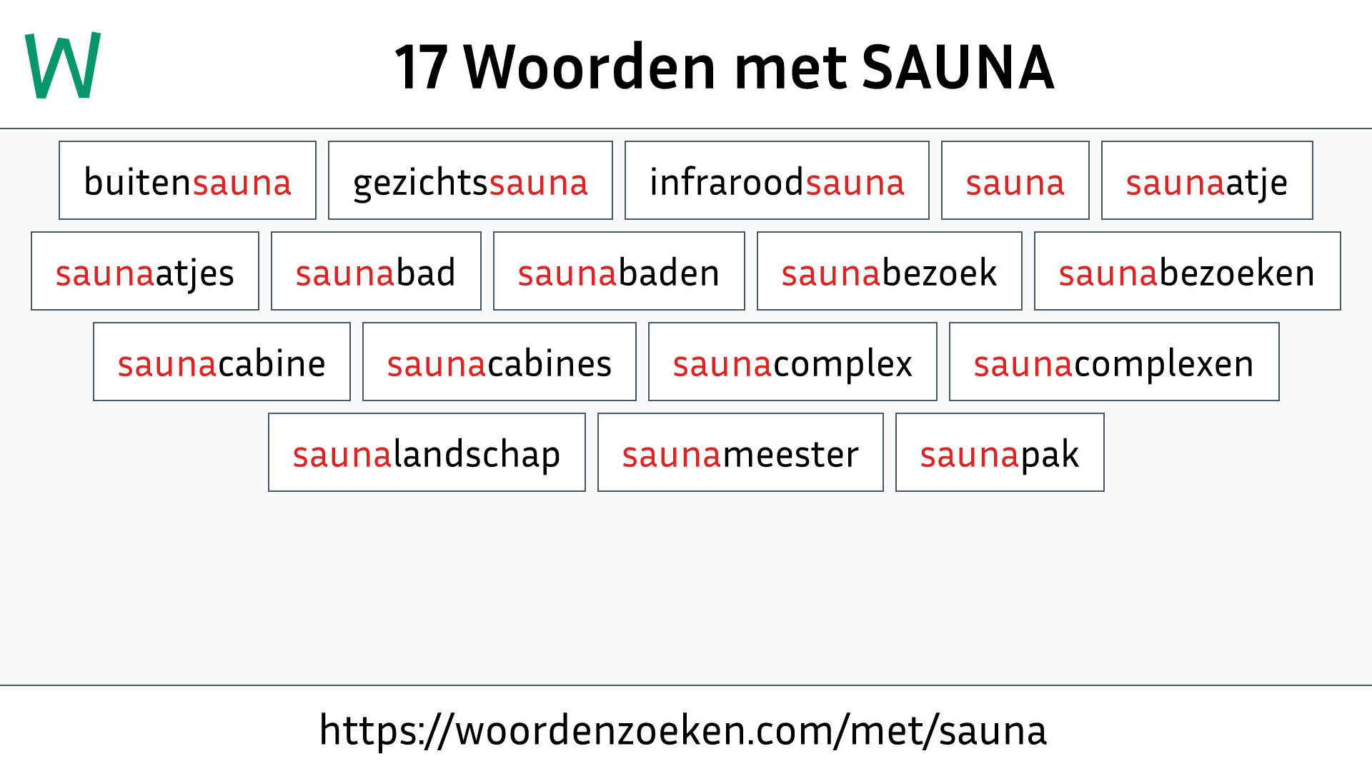 Woorden met SAUNA