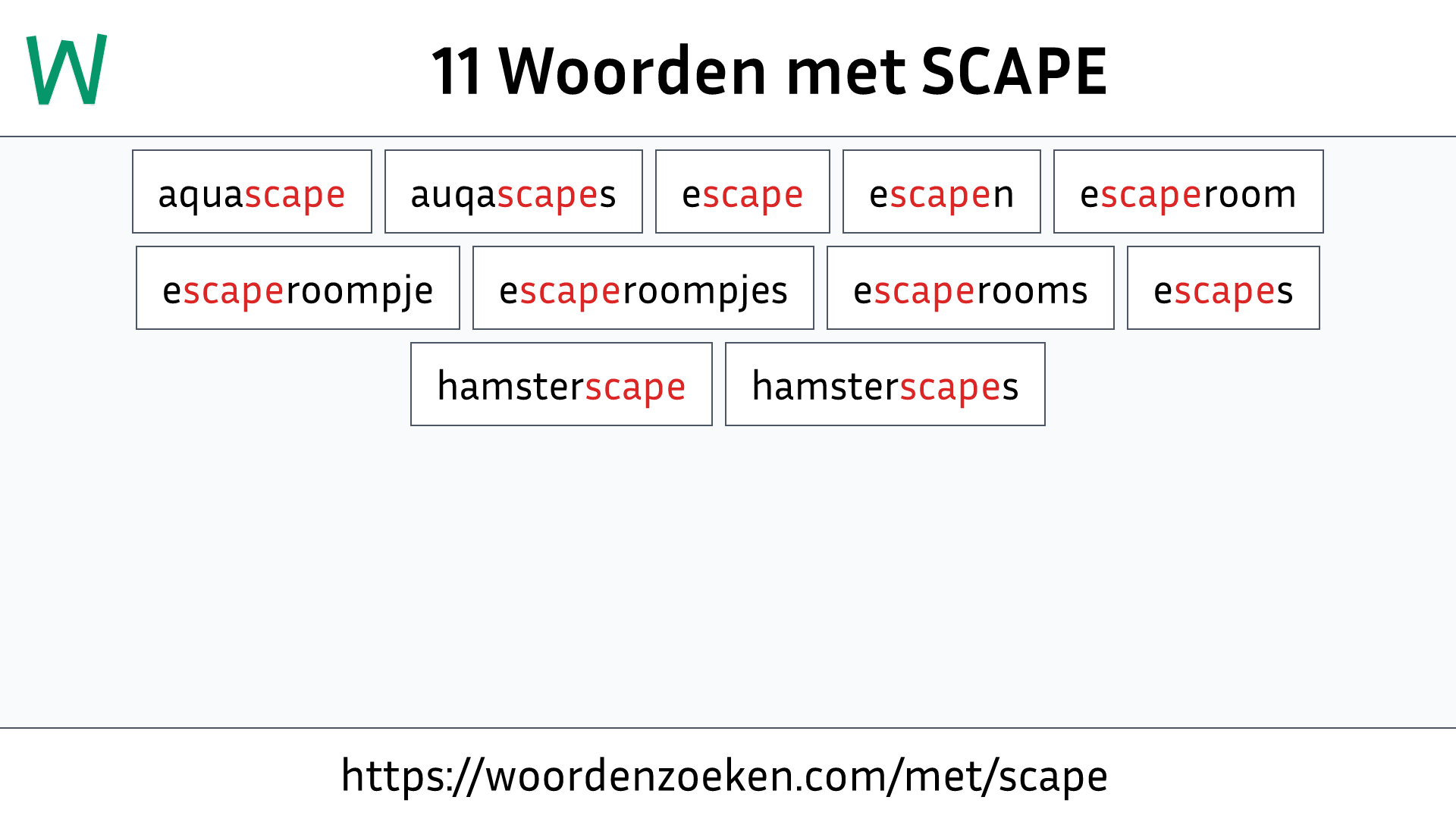 Woorden met SCAPE