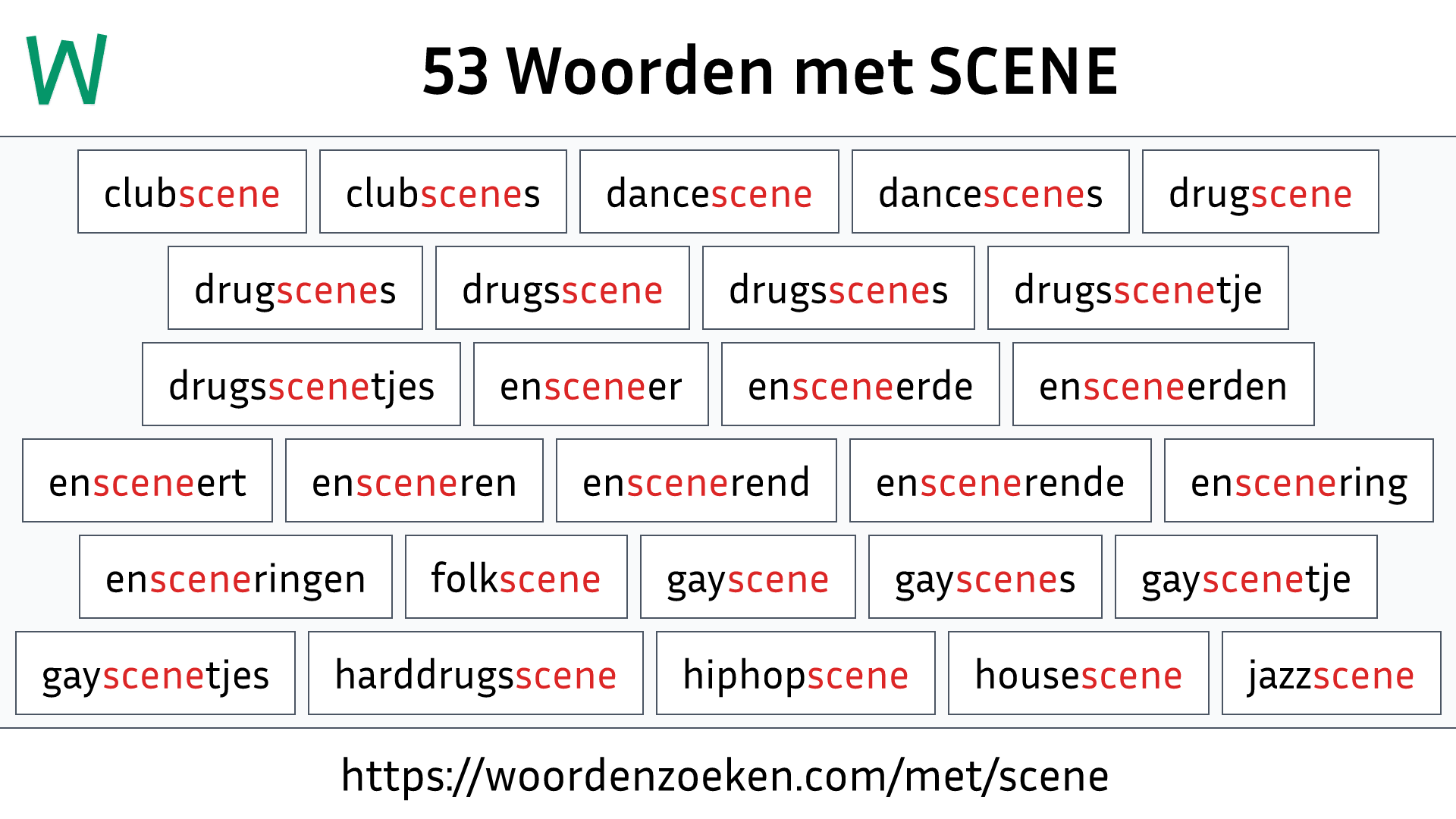 Woorden met SCENE