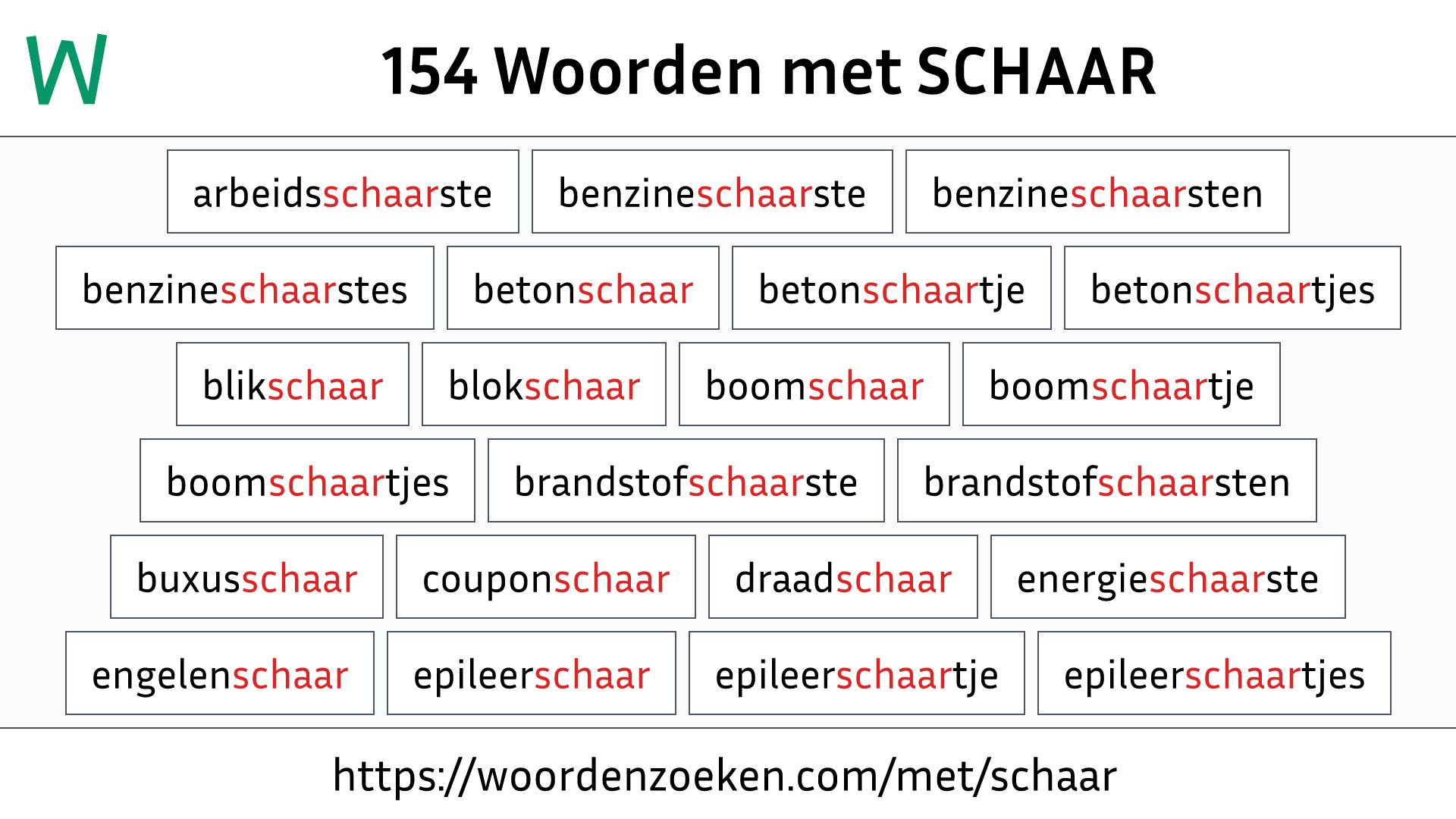 Woorden met SCHAAR