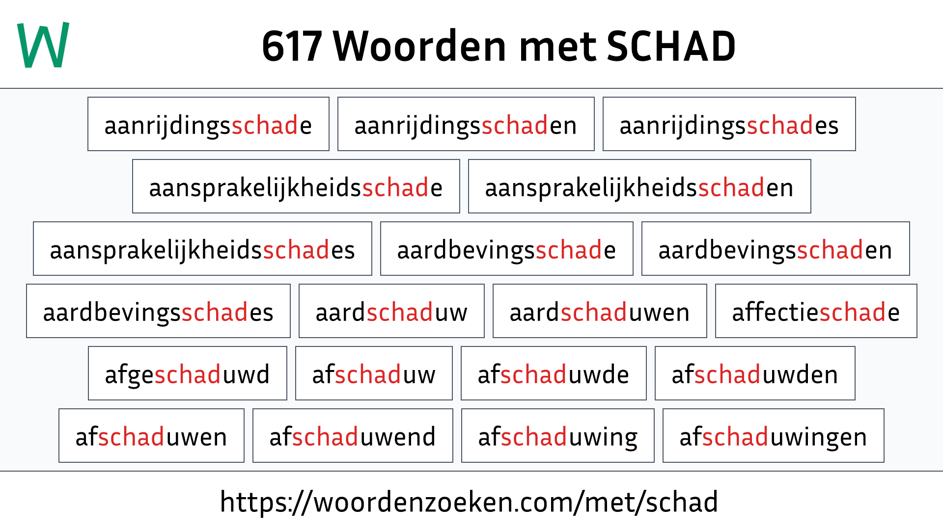 Woorden met SCHAD