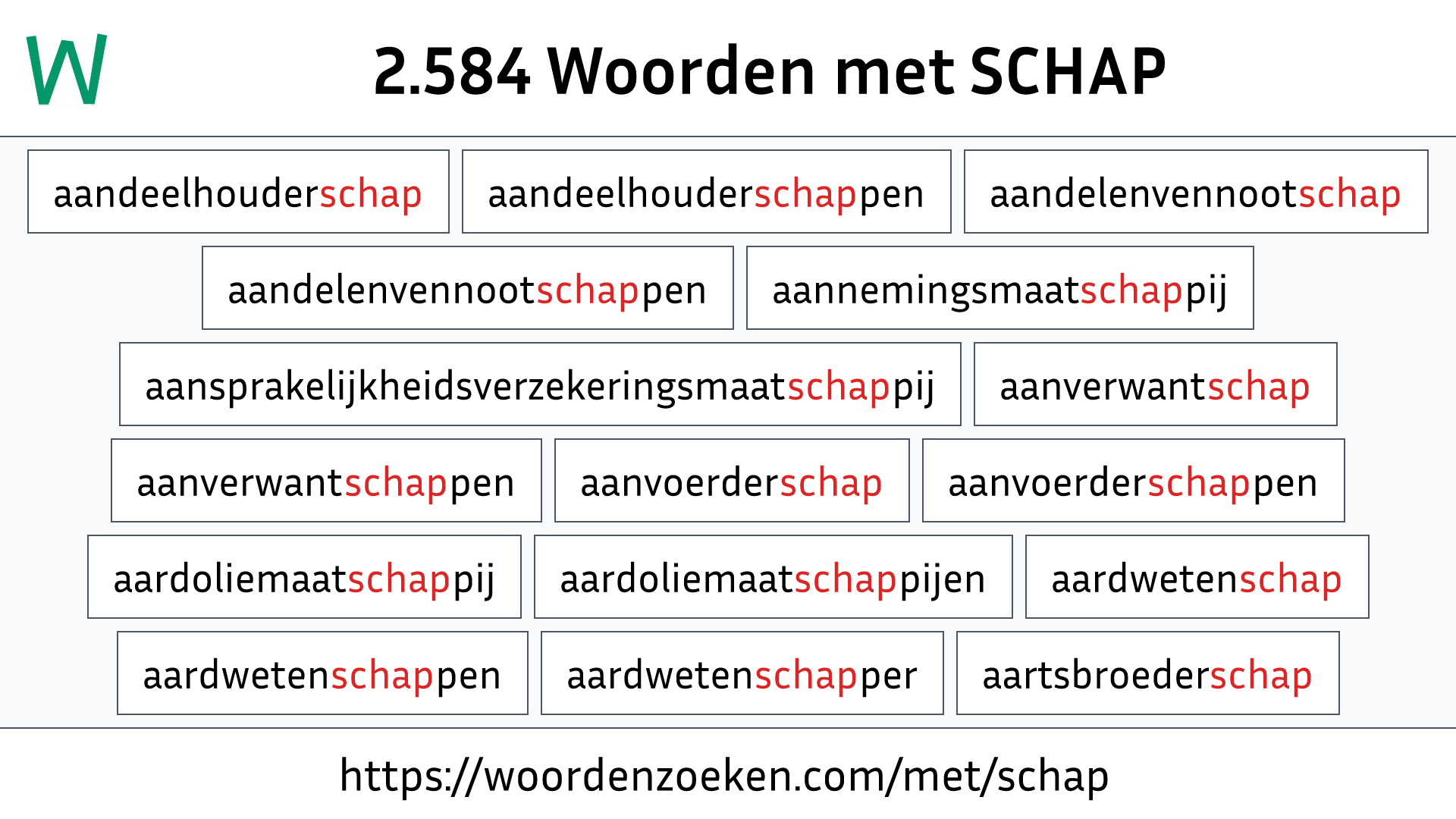 Woorden met SCHAP