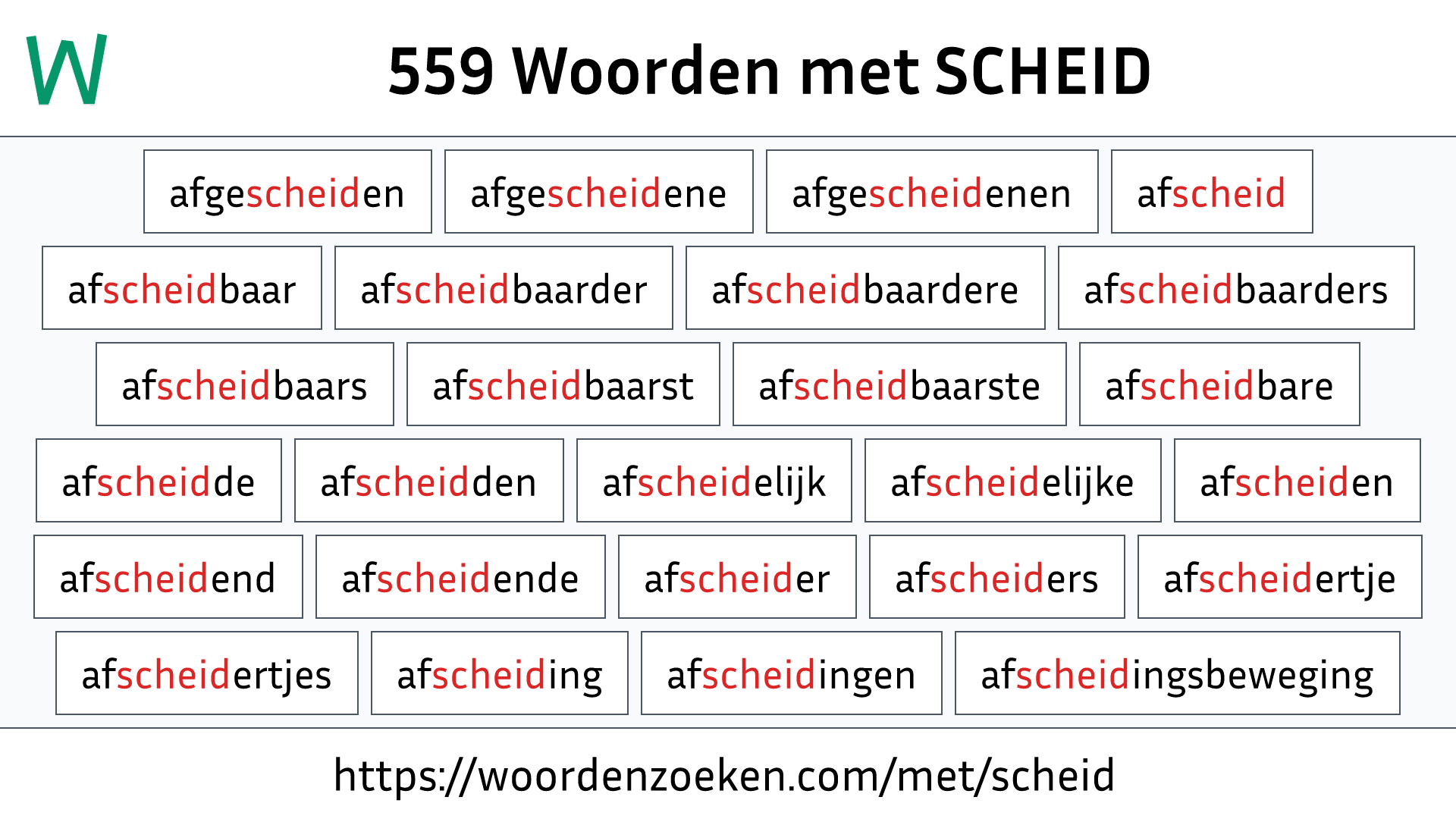 Woorden met SCHEID