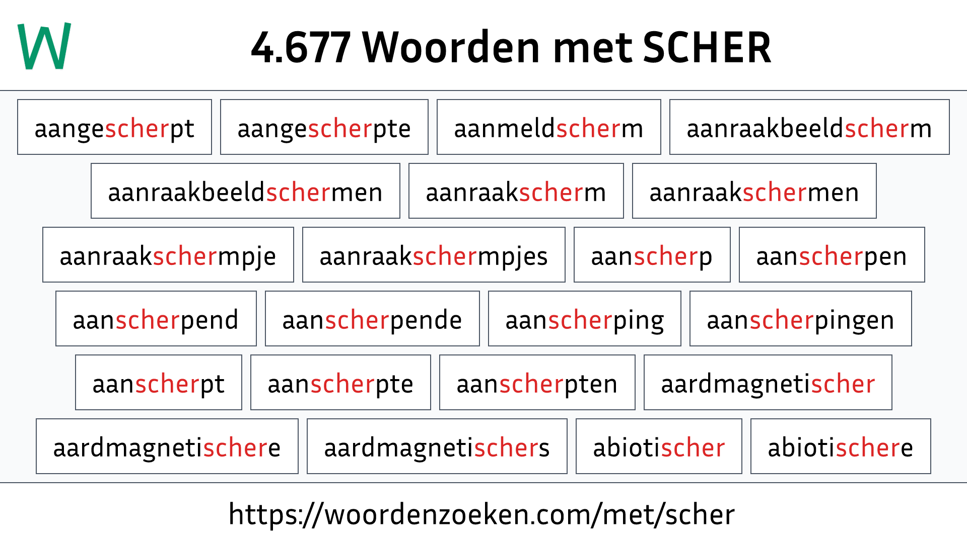 Woorden met SCHER
