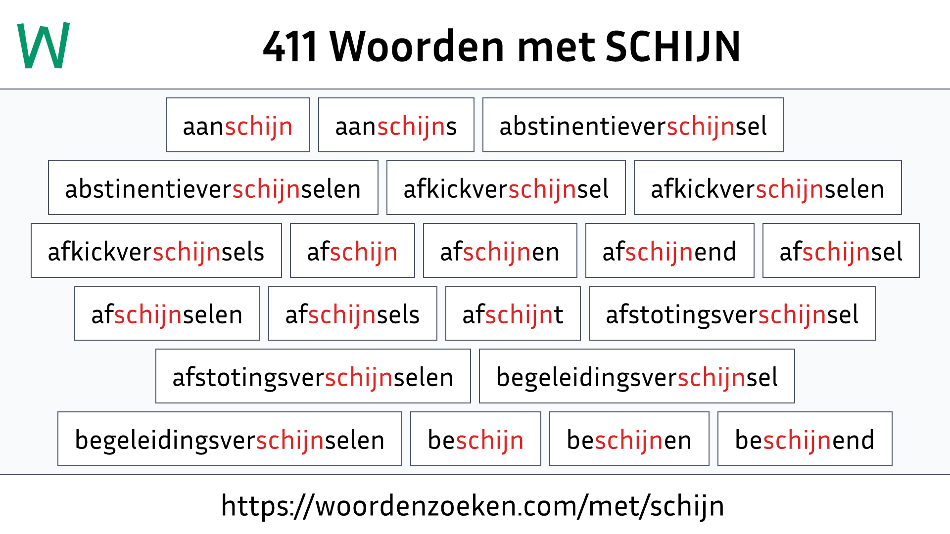 Woorden met SCHIJN