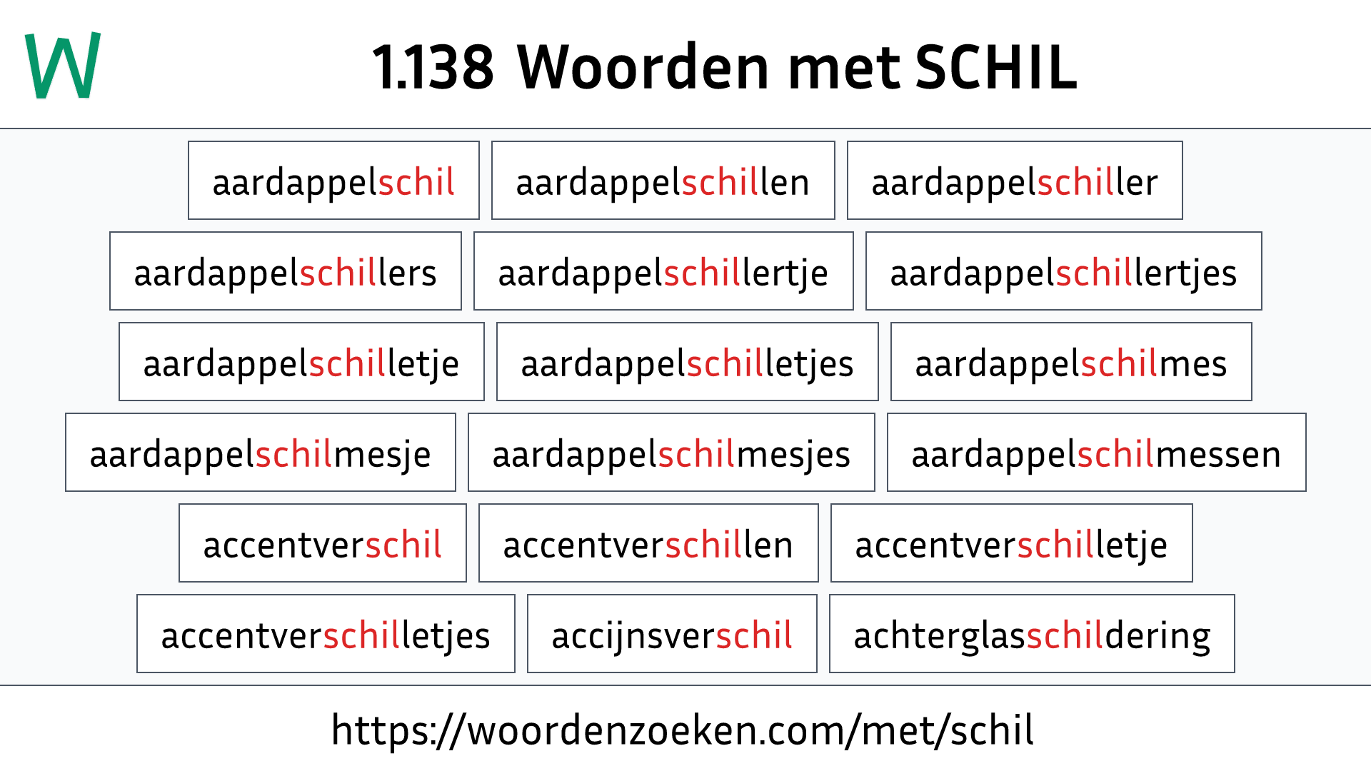 Woorden met SCHIL