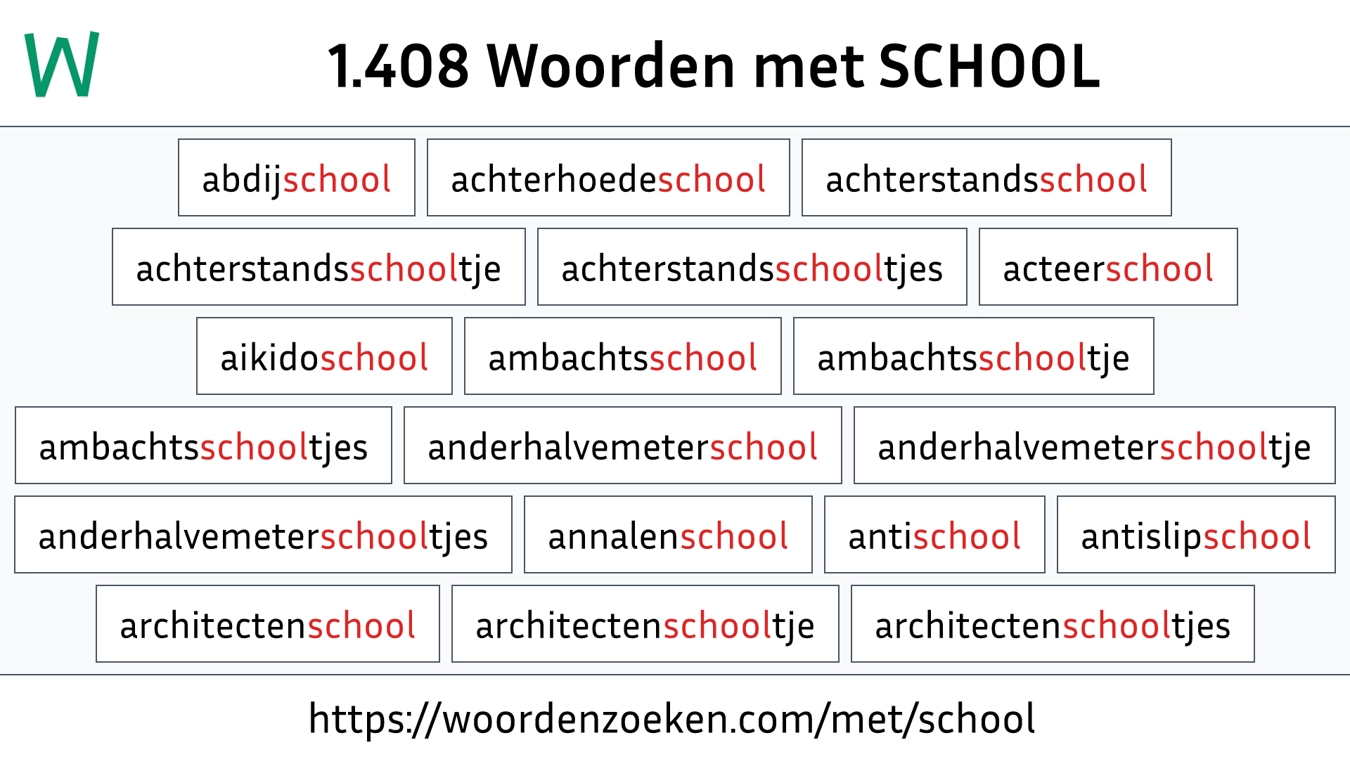 Woorden met SCHOOL