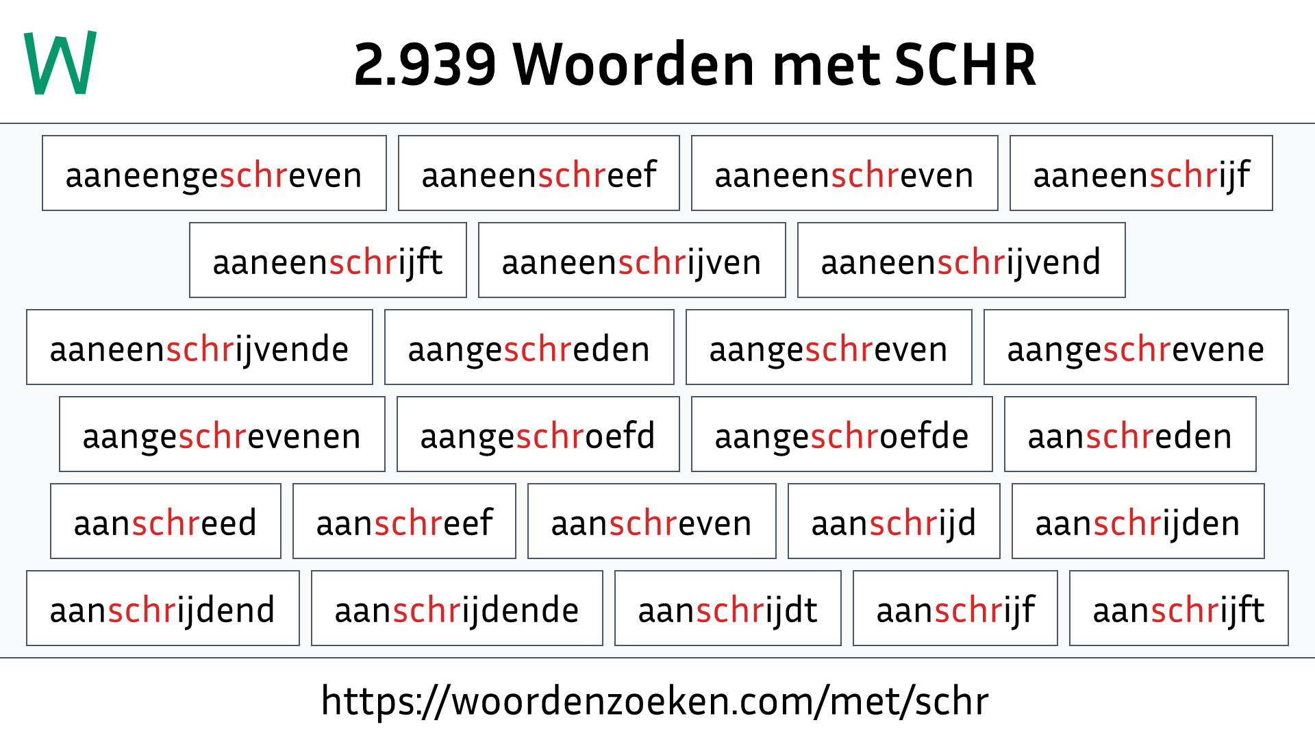 Woorden met SCHR