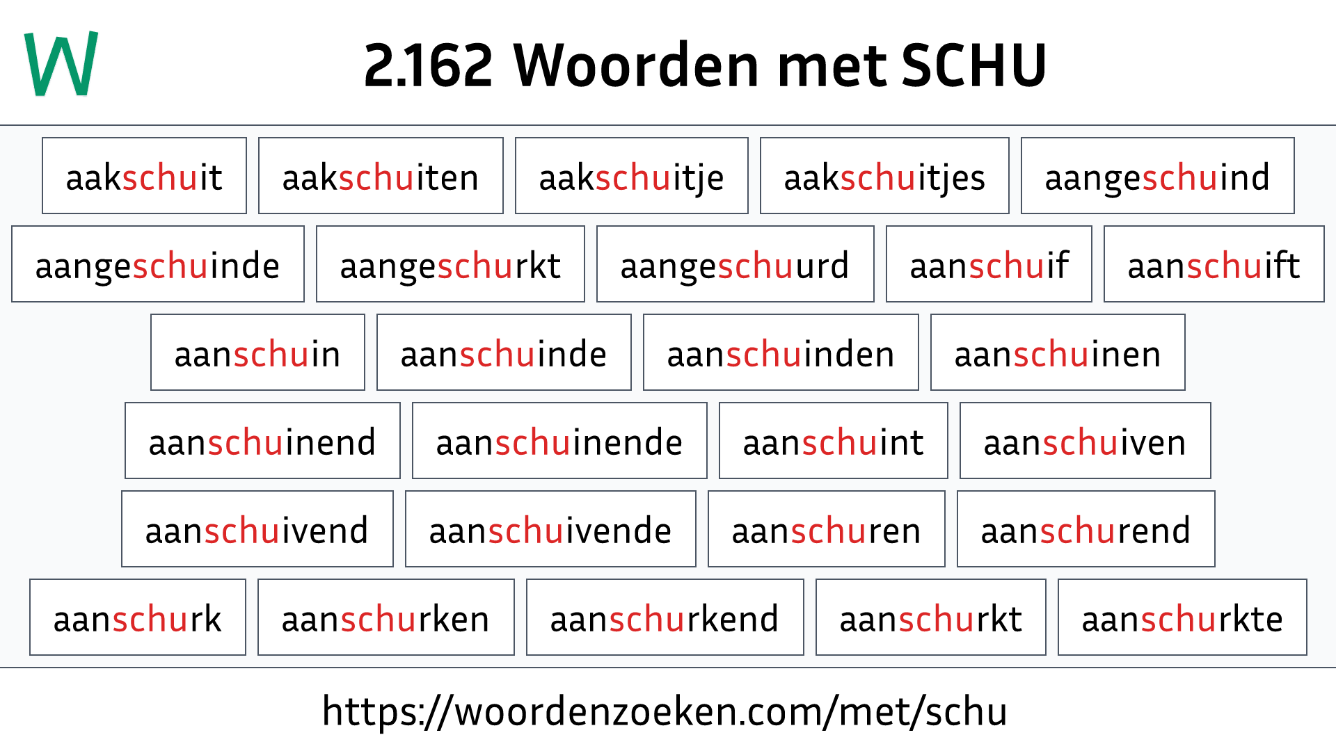 Woorden met SCHU