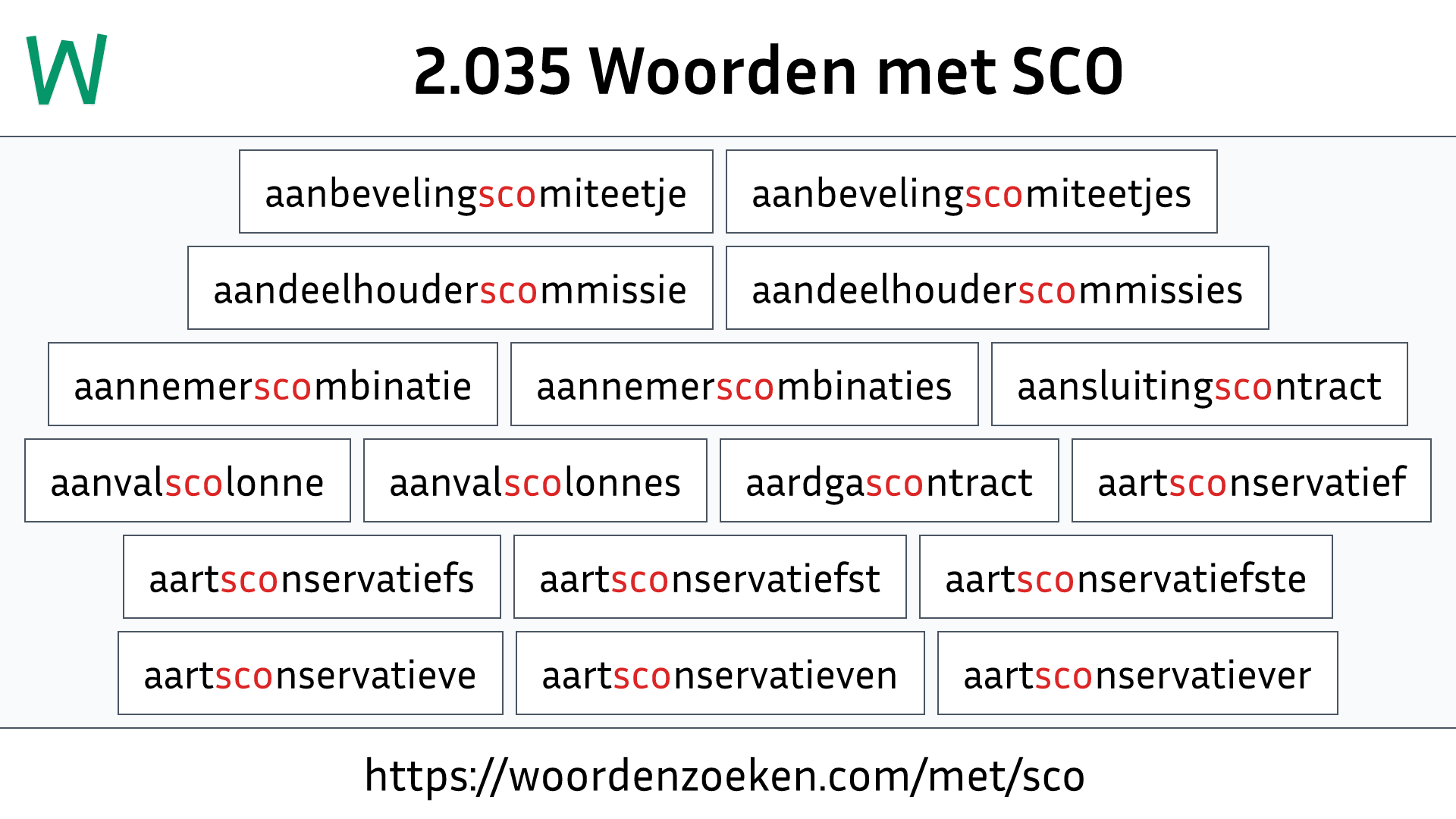 Woorden met SCO