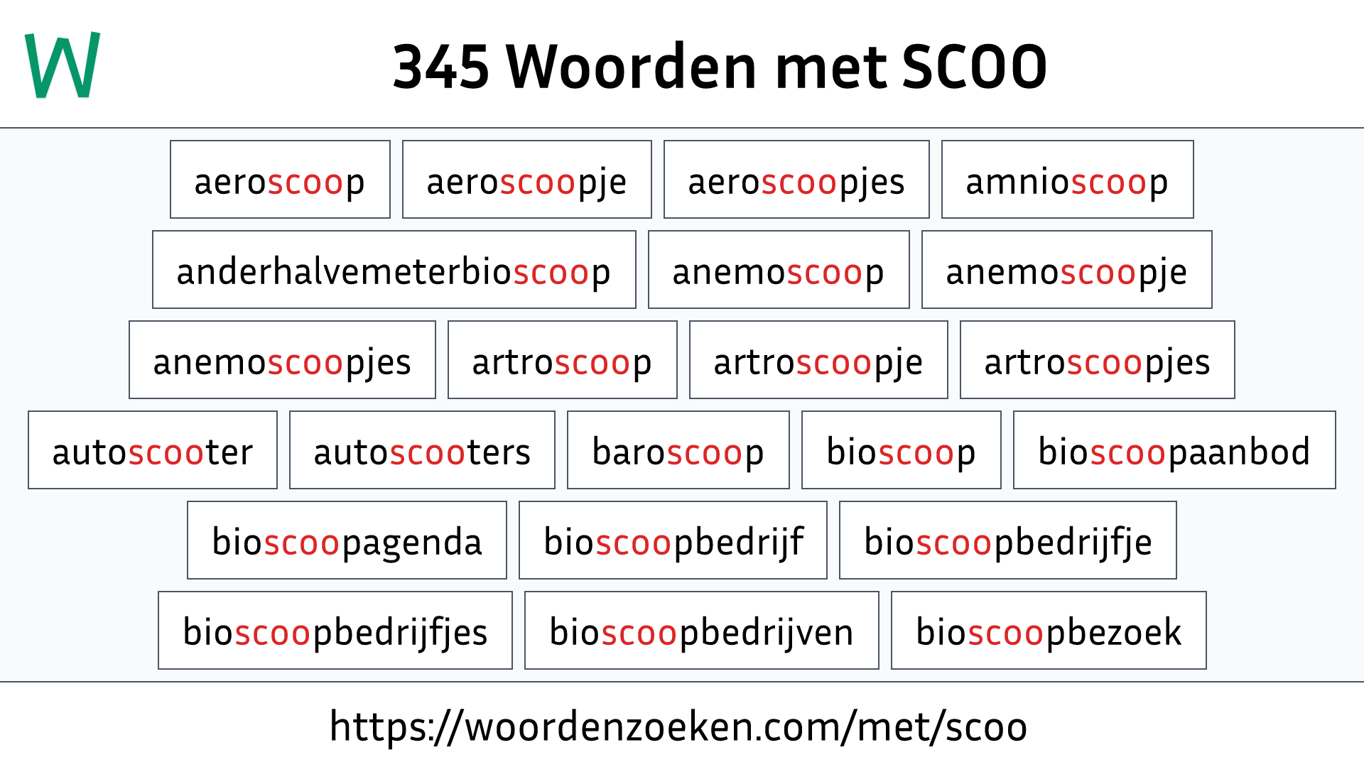 Woorden met SCOO