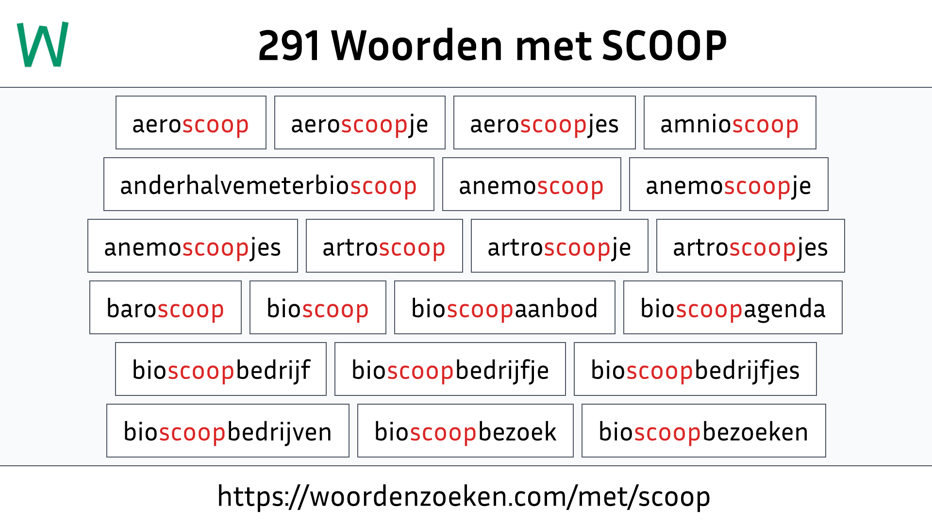 Woorden met SCOOP