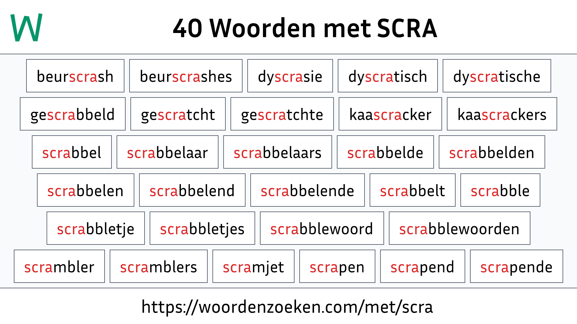 Woorden met SCRA