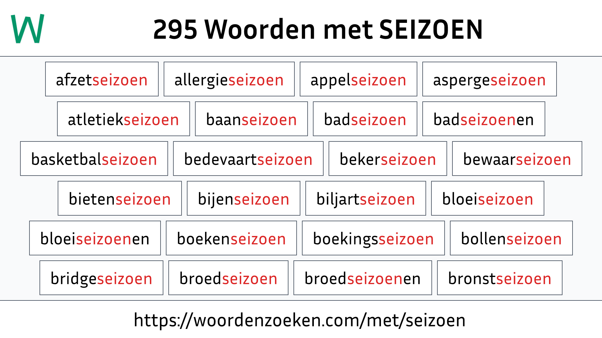 Woorden met SEIZOEN