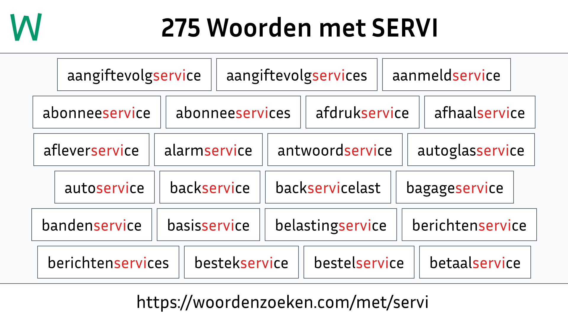 Woorden met SERVI