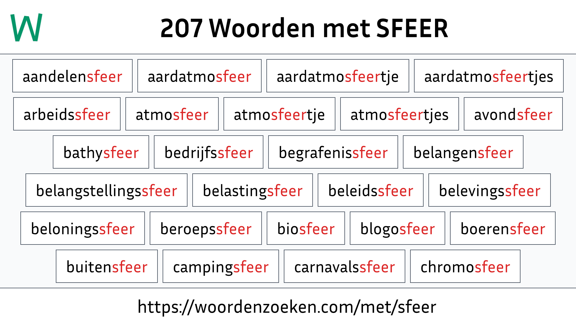 Woorden met SFEER