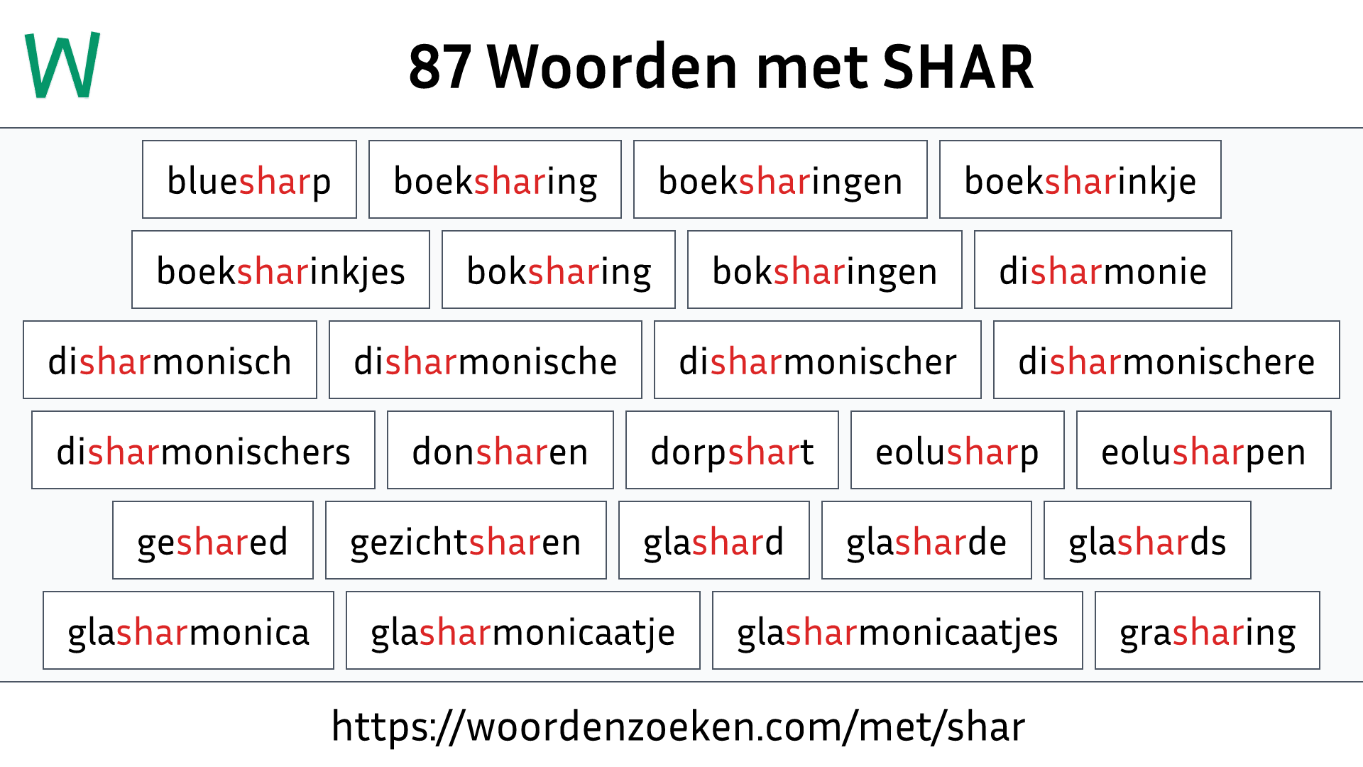 Woorden met SHAR