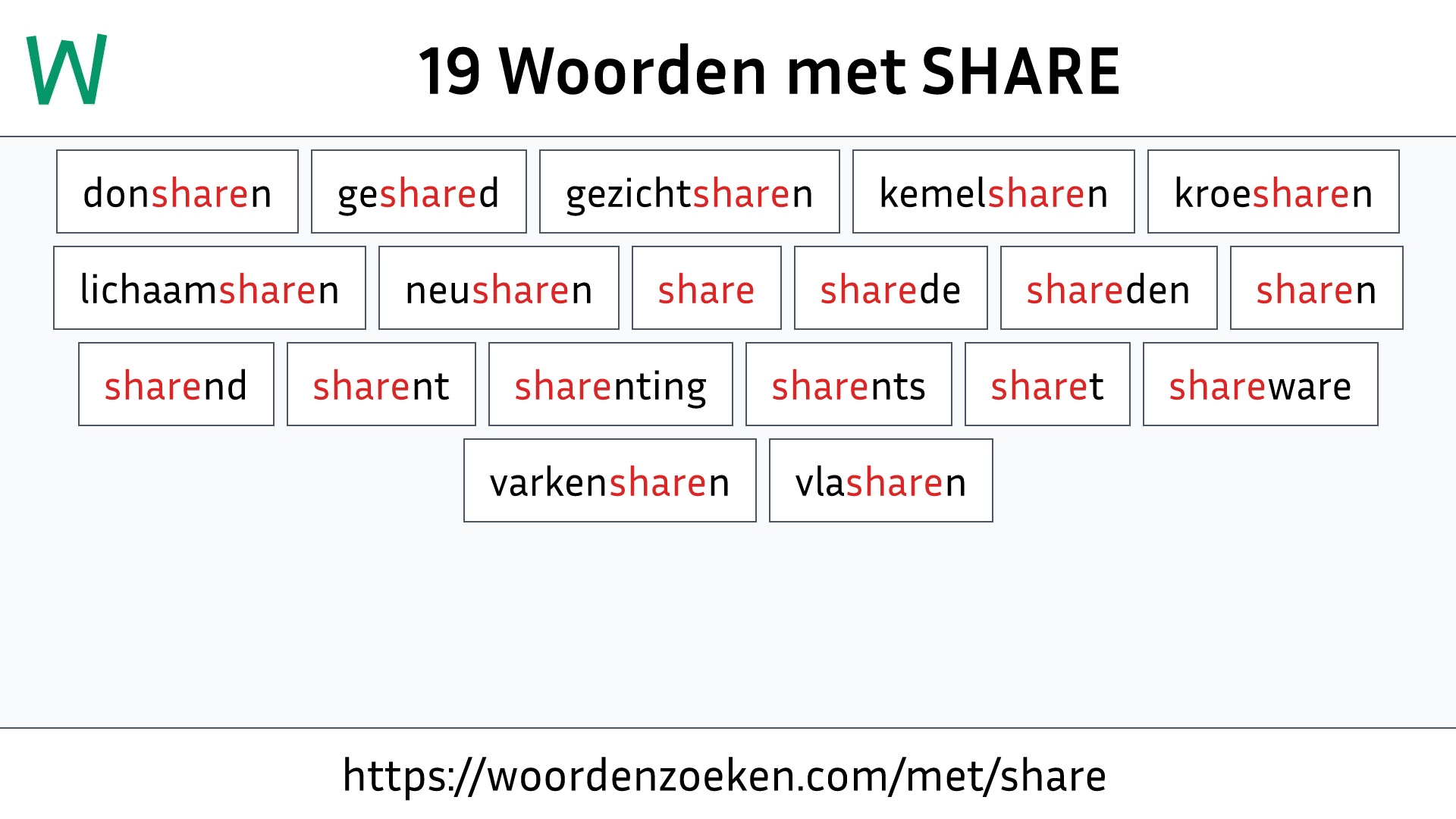 Woorden met SHARE