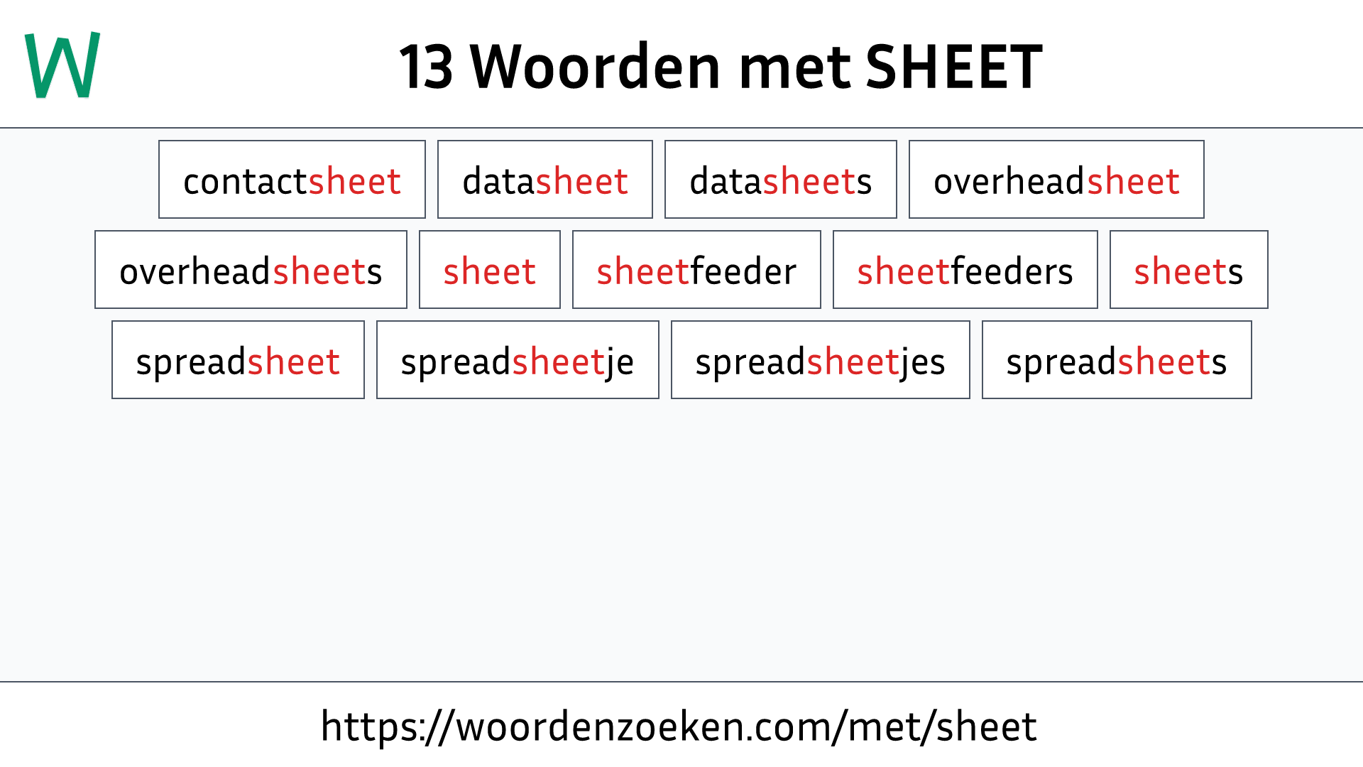 Woorden met SHEET