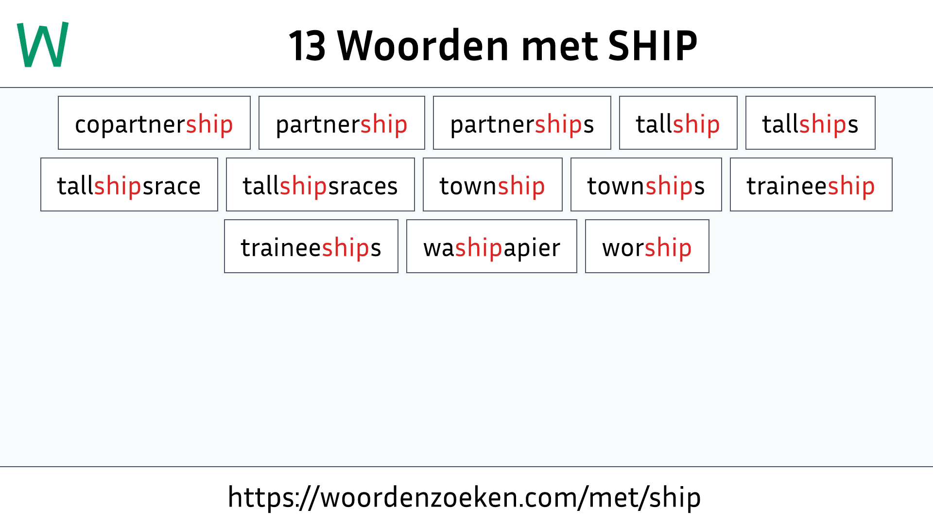 Woorden met SHIP