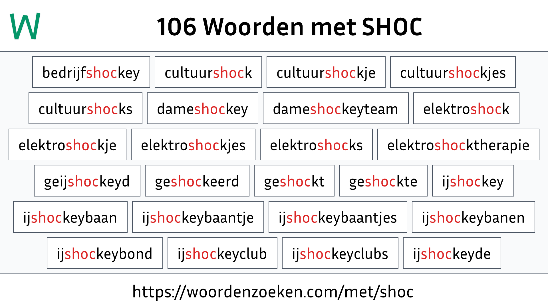 Woorden met SHOC