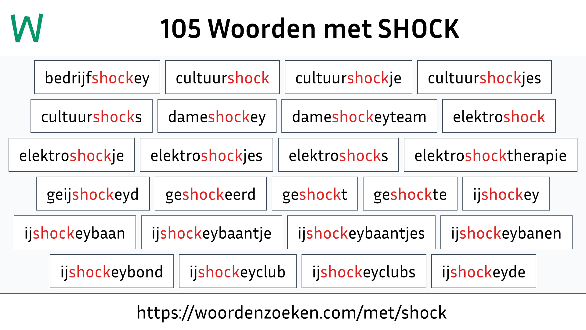 Woorden met SHOCK