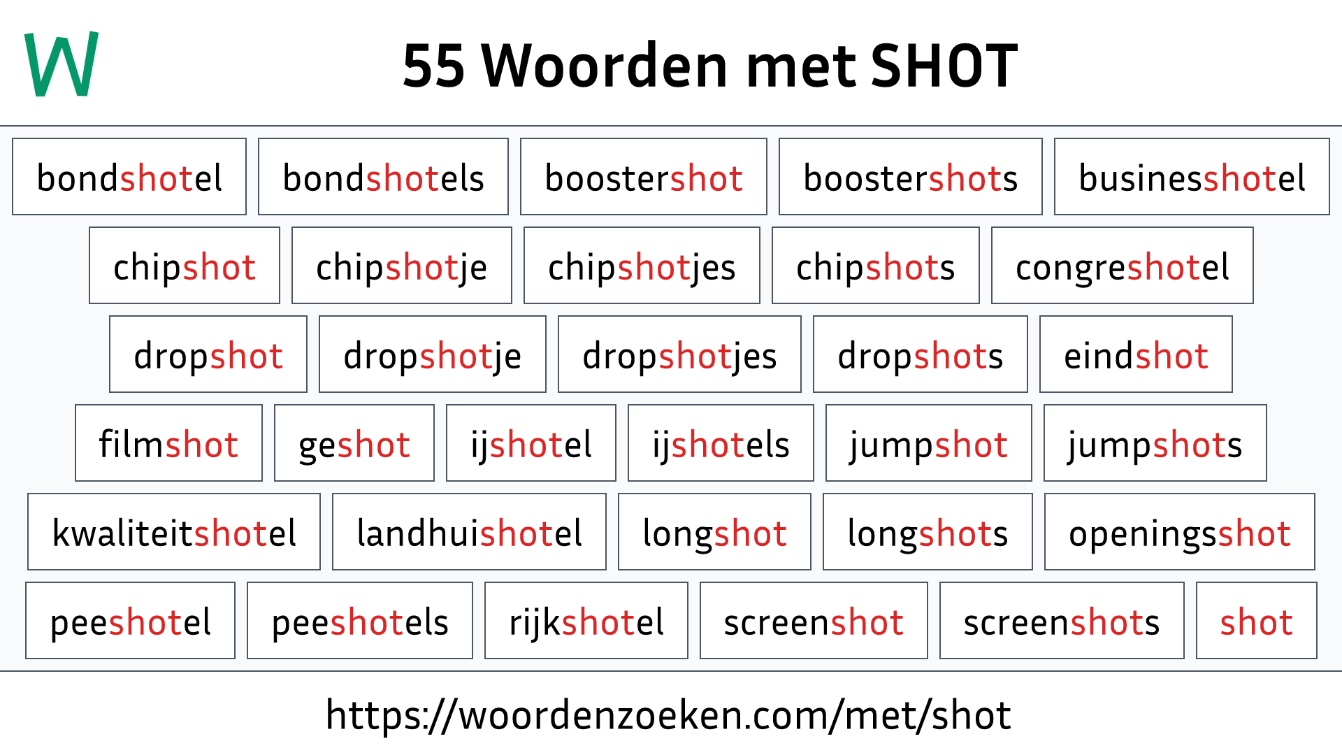 Woorden met SHOT