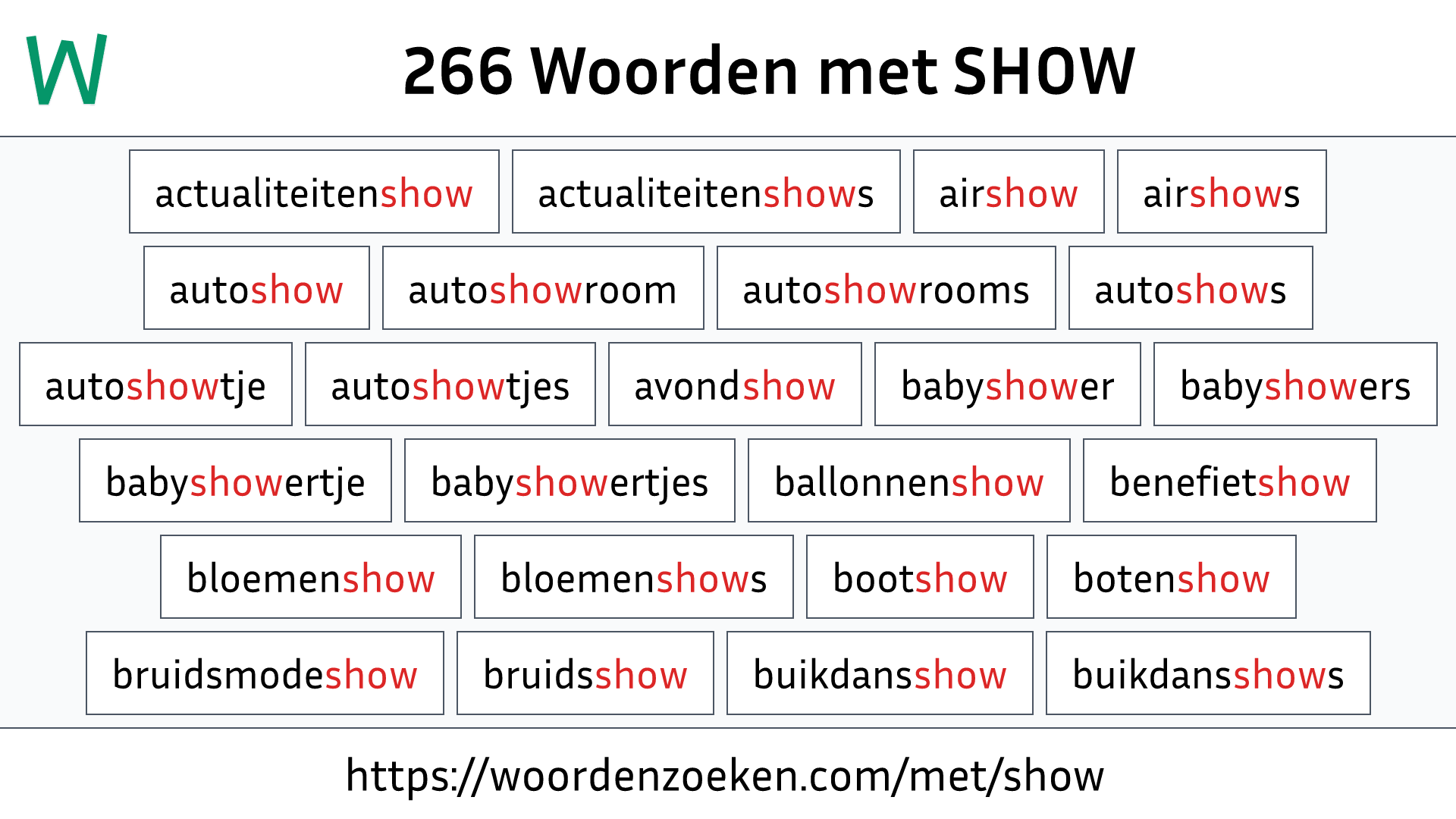 Woorden met SHOW