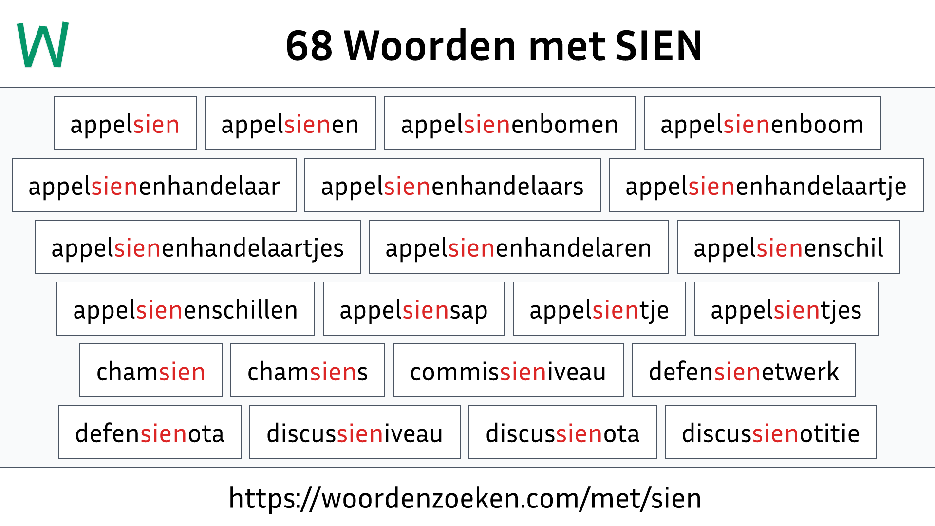 Woorden met SIEN